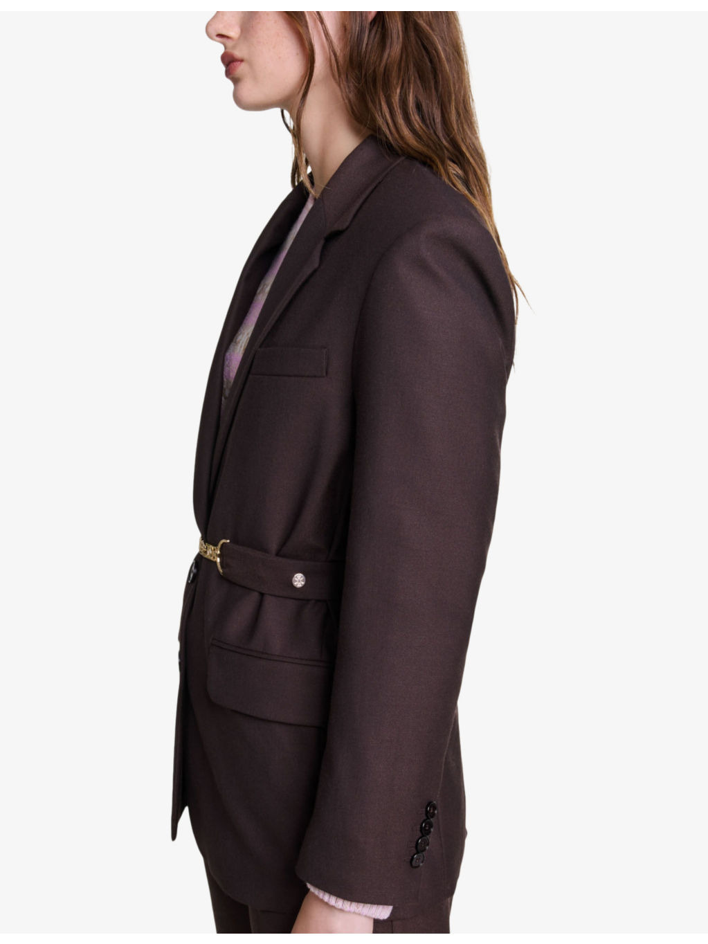 Chain-embellished slim-fit stretch-woven blazer - 5