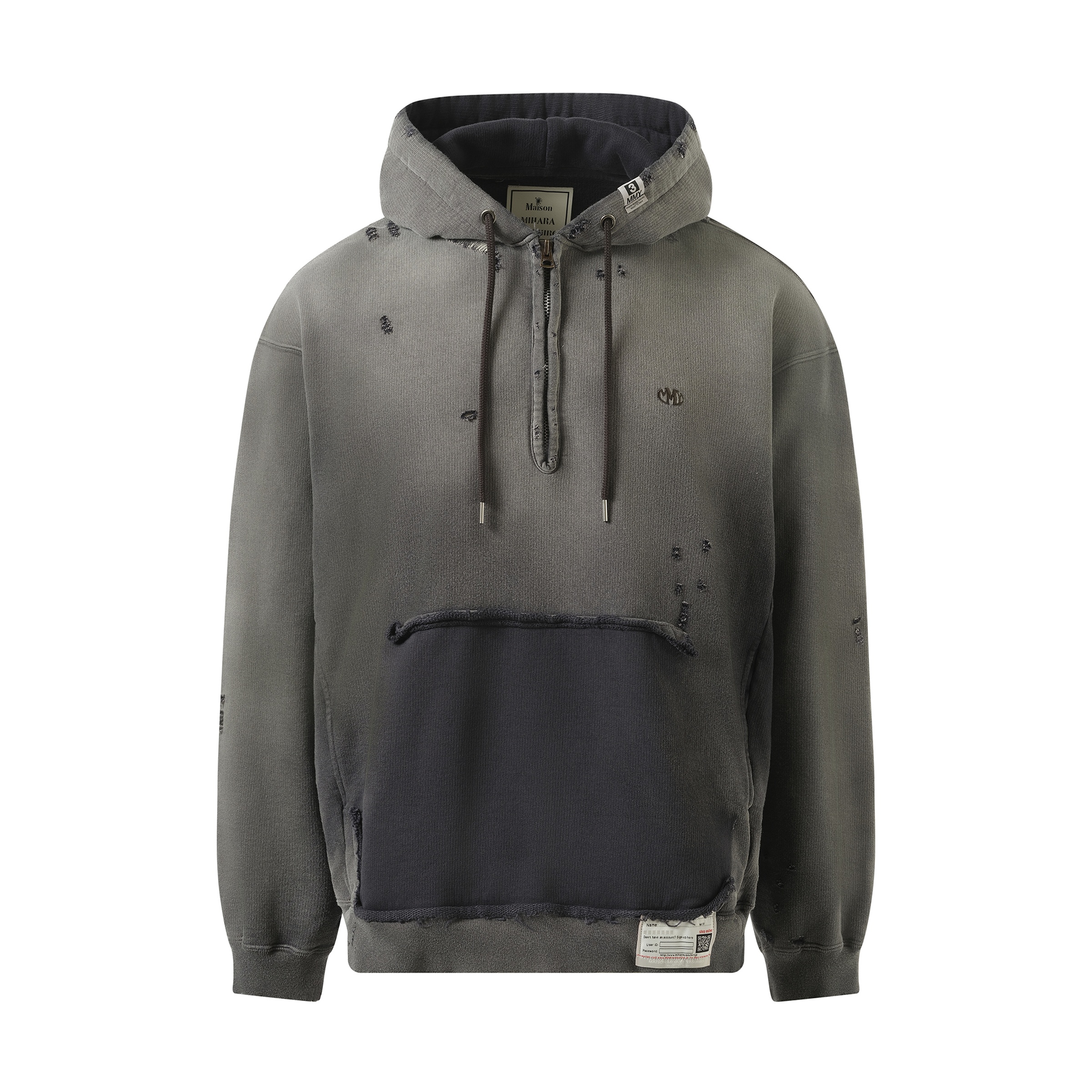 Sun Faded Half Zip Hoodie in Black - 2
