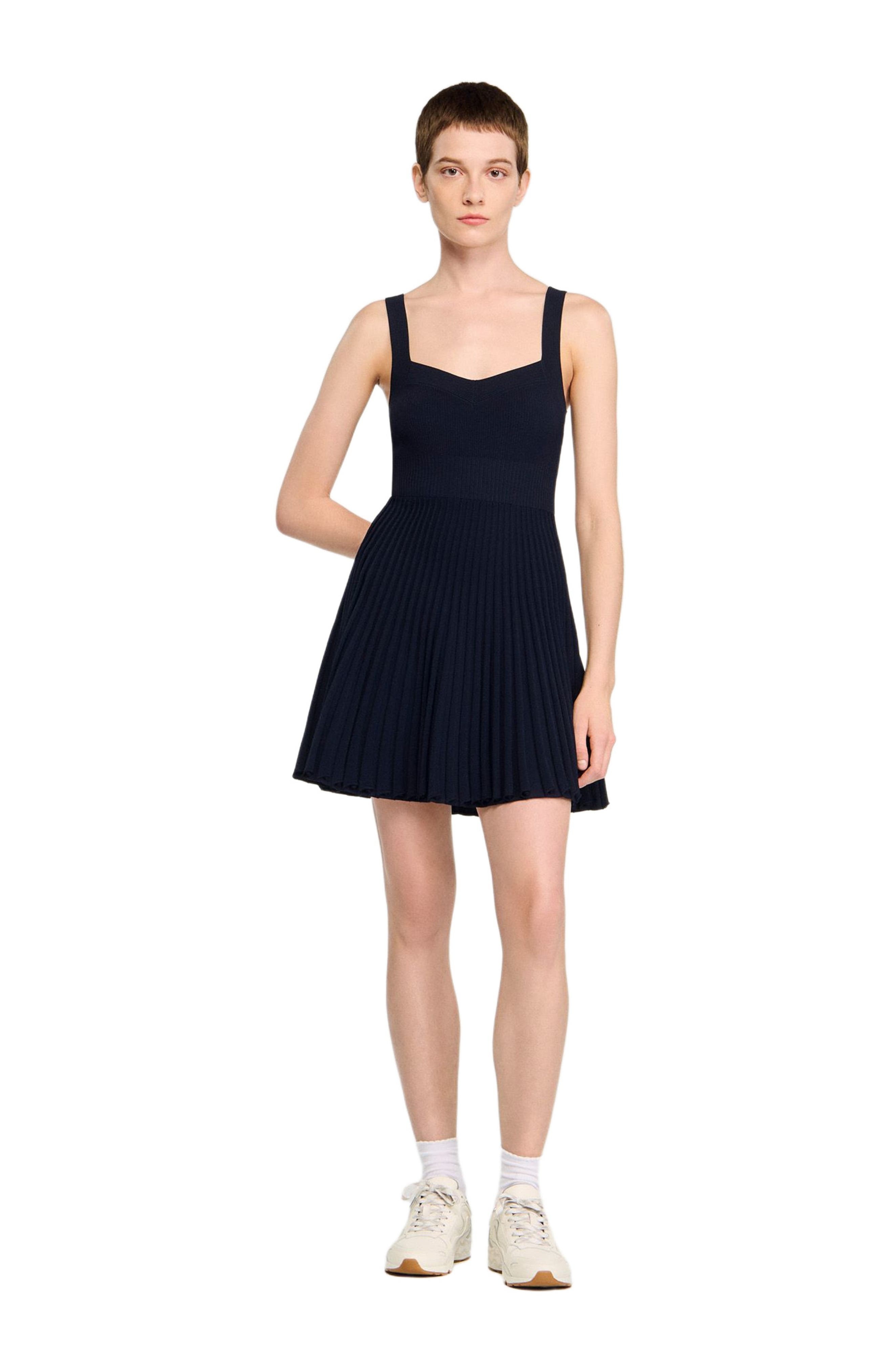 SANDRO Short knit dress in Navy Blue at Nordstrom - 6