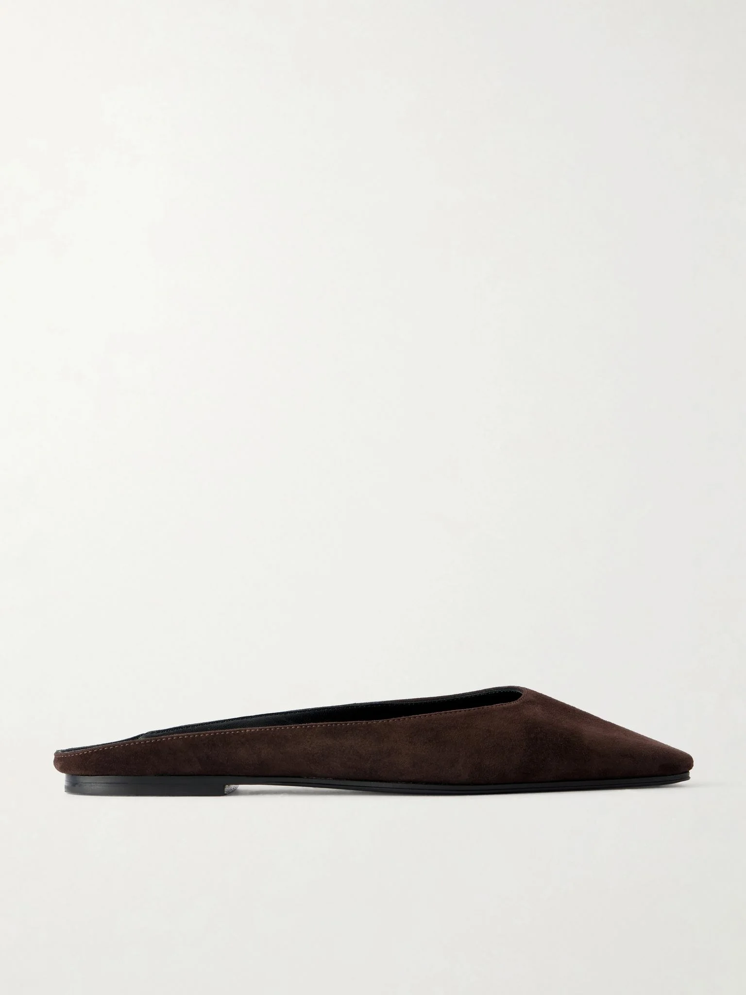 June suede point-toe mules Dark brown - 1