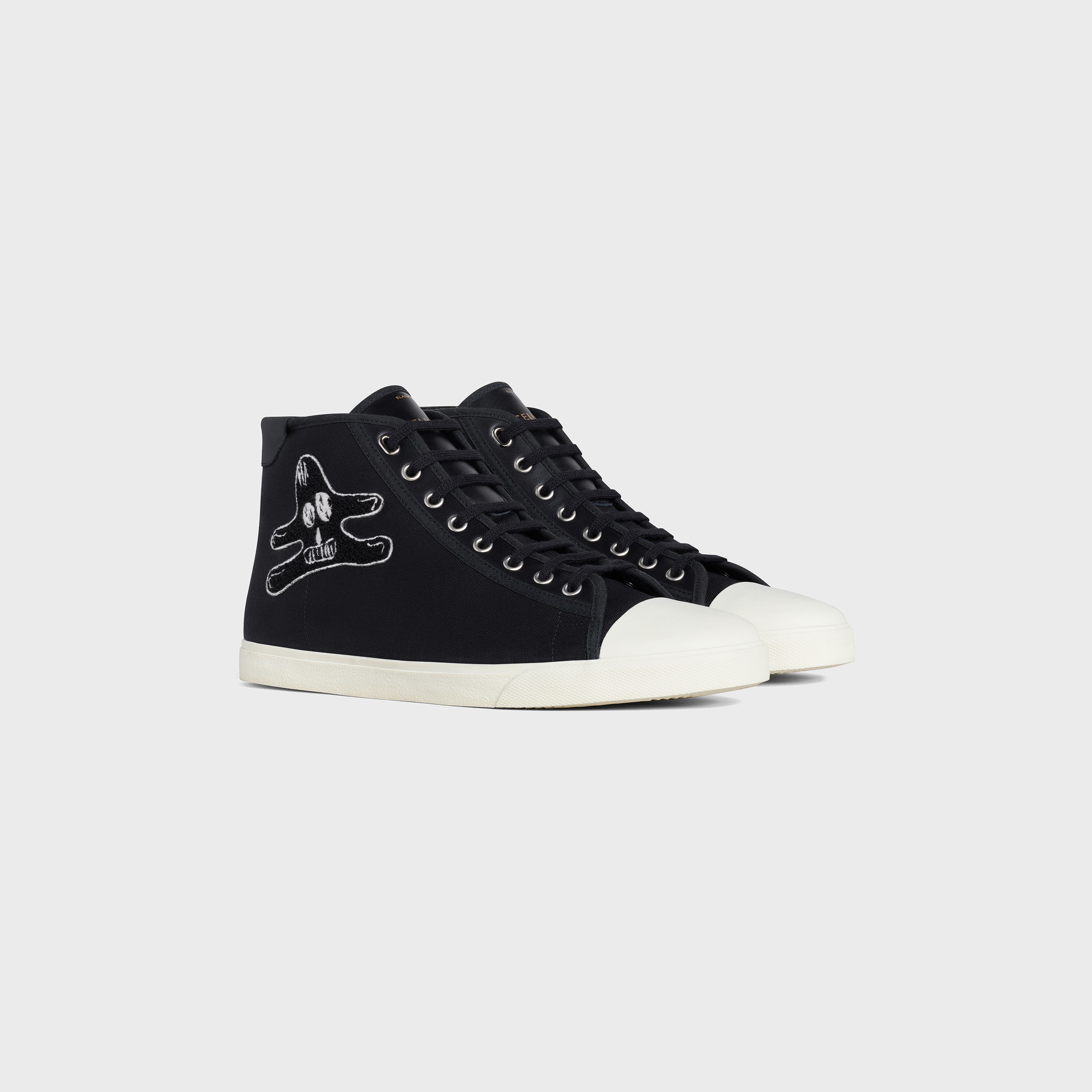 CELINE BLANK MID LACE UP SNEAKER IN CANVAS AND CALFSKIN WITH ANDRÉ BUTZER PRINT - 2