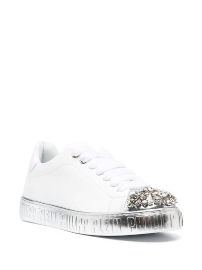 PHILIPP PLEIN crystal-embellished lace-up leather sneakers outlook