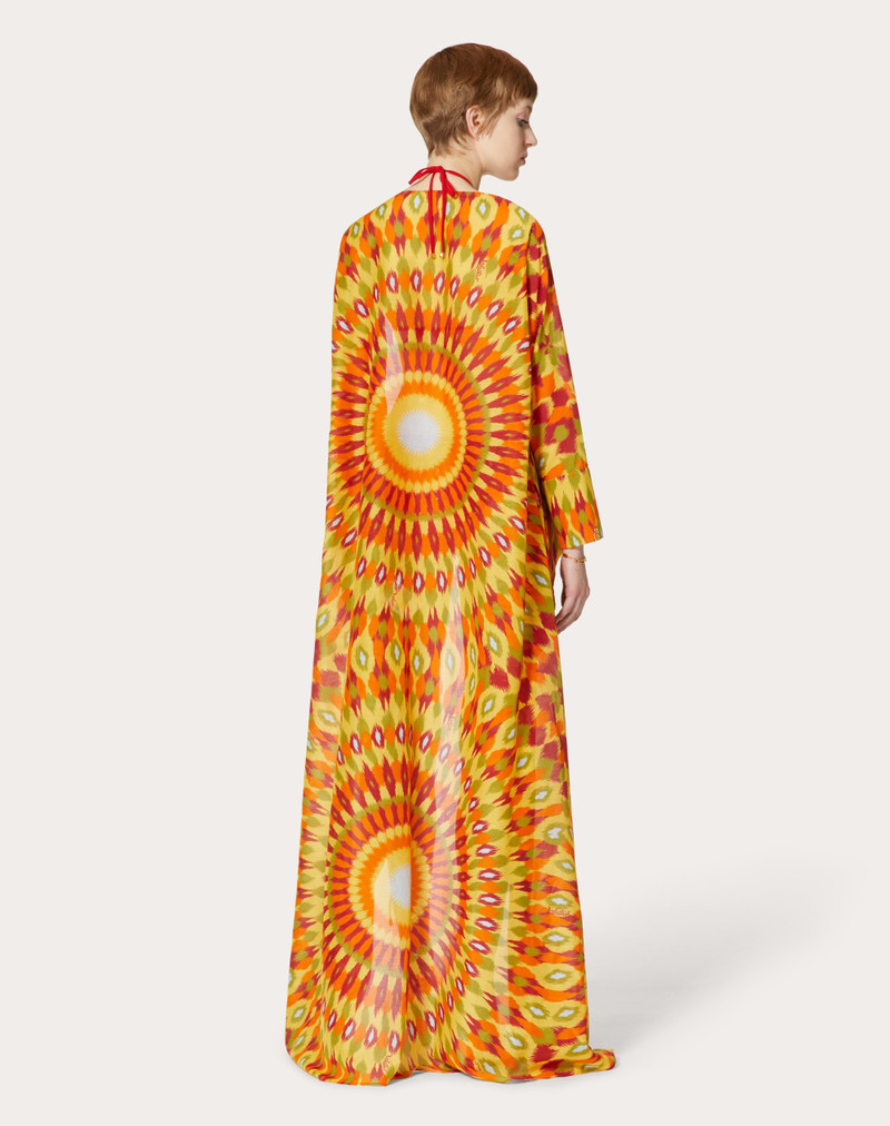 LONG VOILE CAPE WITH ROUND RAIN PRINT 4