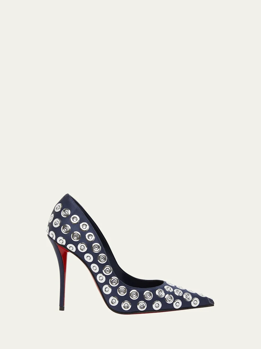 Miss Z Silk Crystal Red Sole Pumps - 1