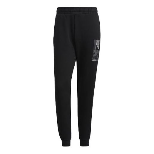 Men's adidas neo Sw Dk Tp Logo Printing Knit Bundle Feet Sports Pants/Trousers/Joggers Black H45223 - 1