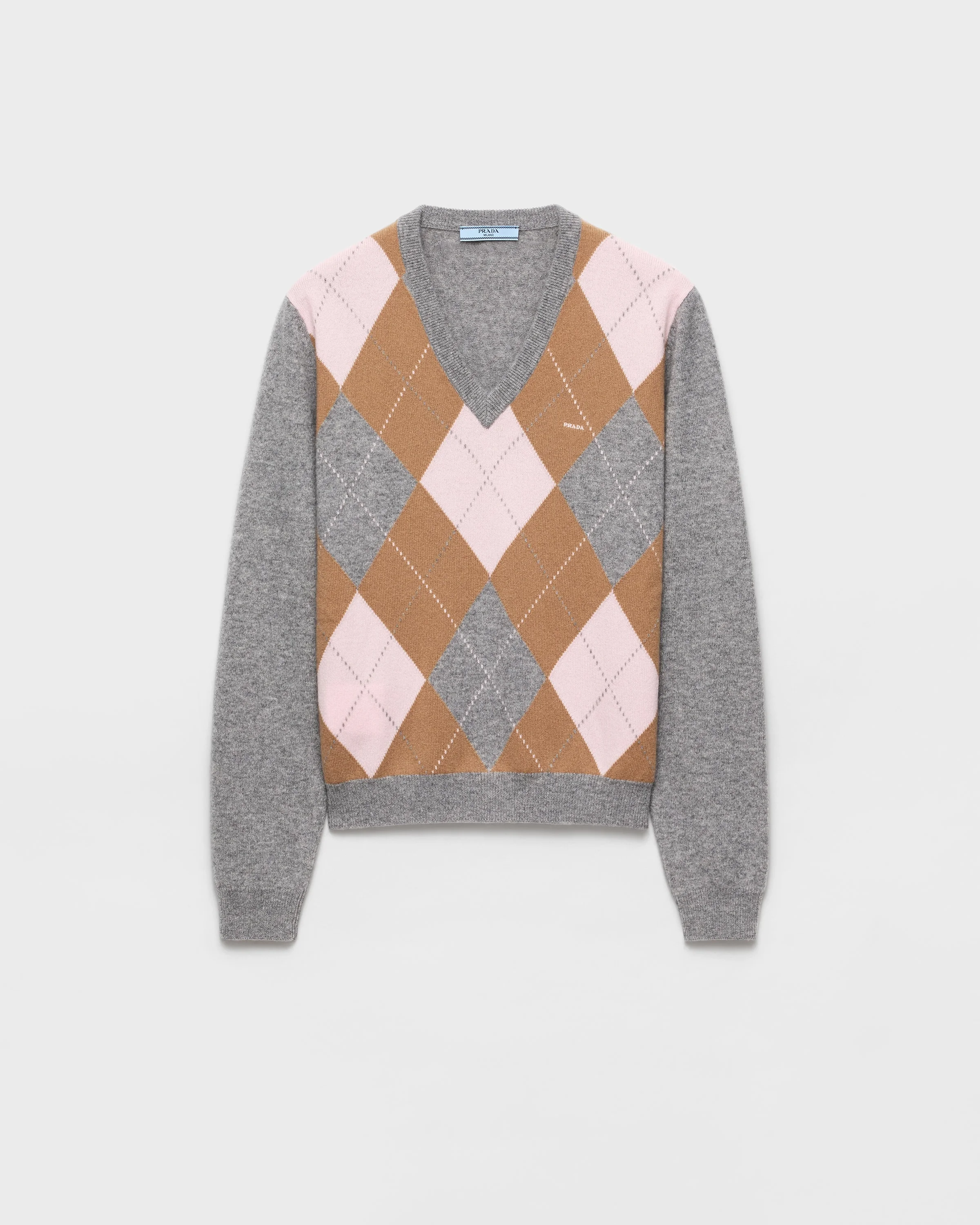 Argyle cashmere V-neck sweater - 1