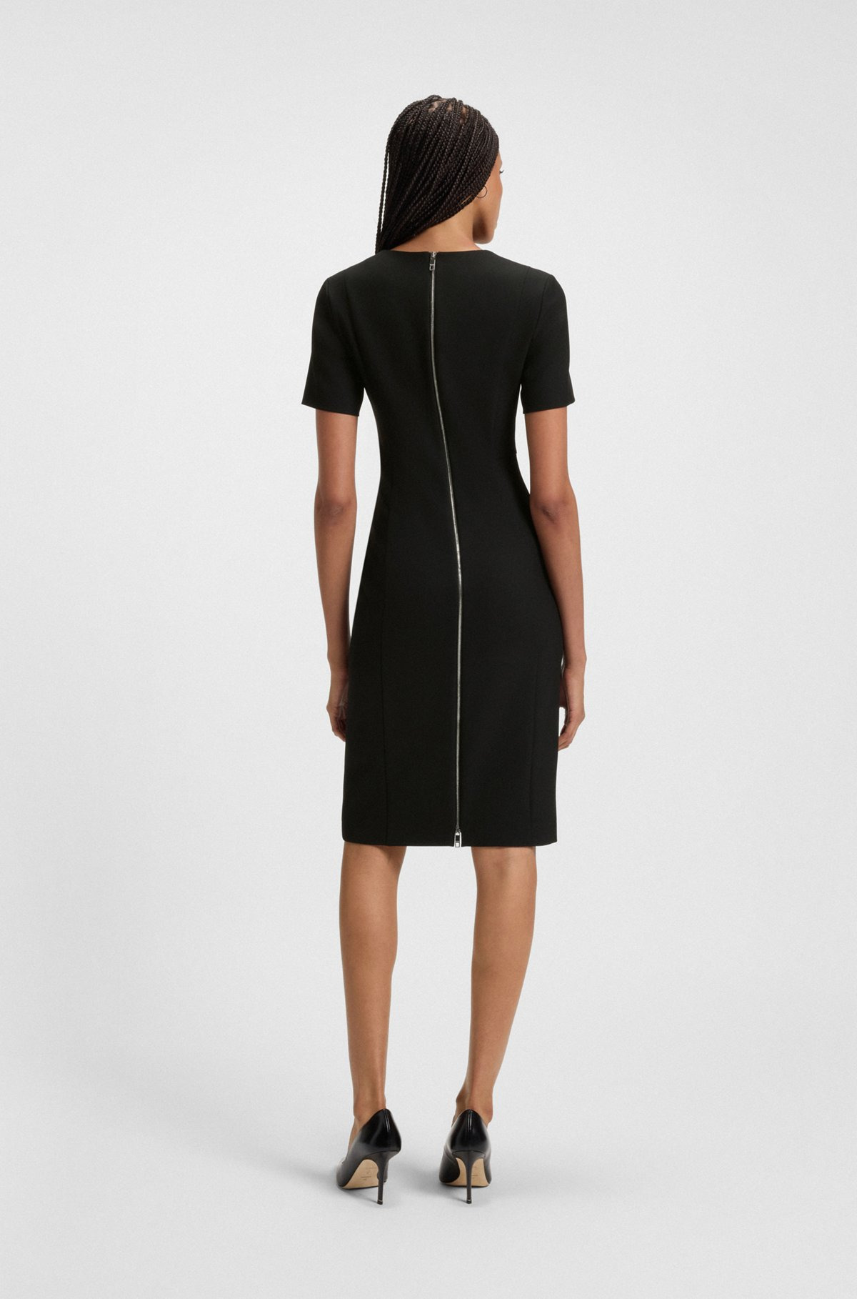 V-NECK DRESS IN STRETCH FABRIC - 4