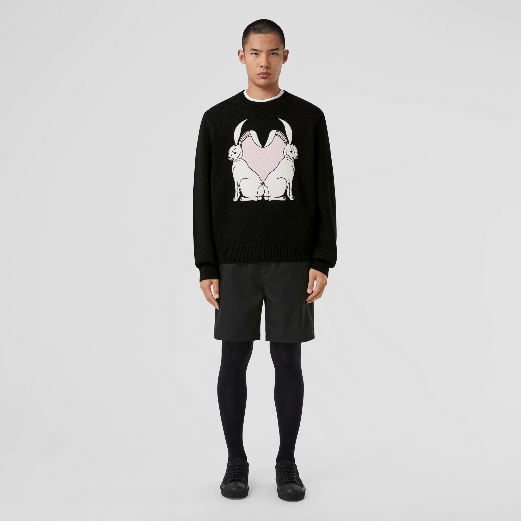 Rabbit Intarsia Wool Oversized Sweater - 4
