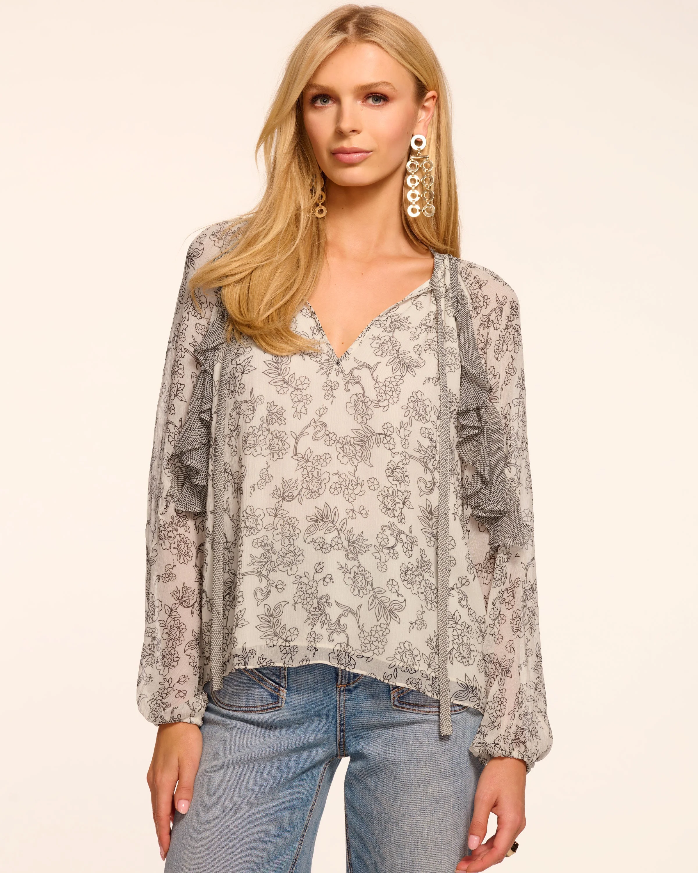 Emily Printed Silk Long Sleeve Blouse - 1