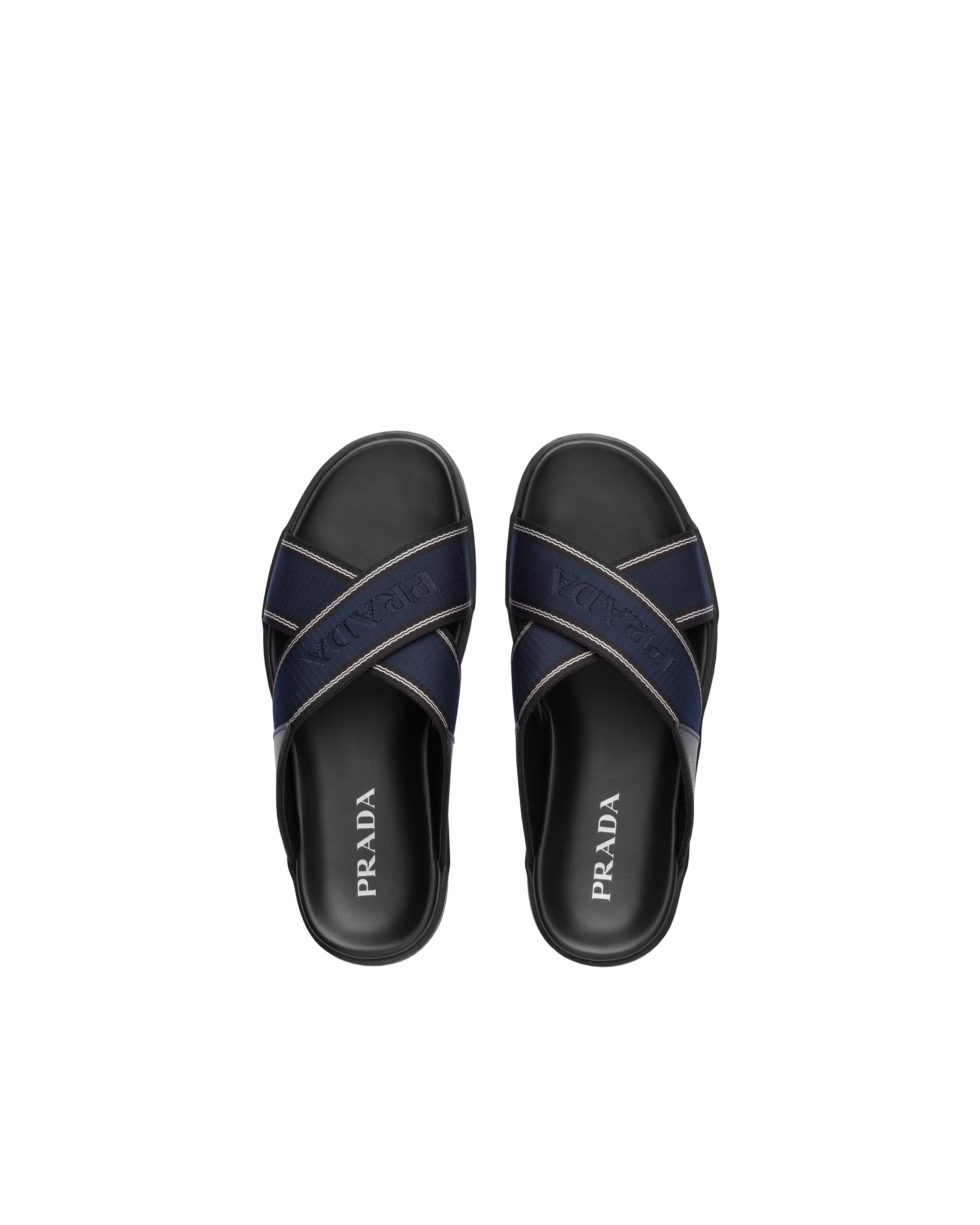 Prada brushed double crisscross sandals - Black