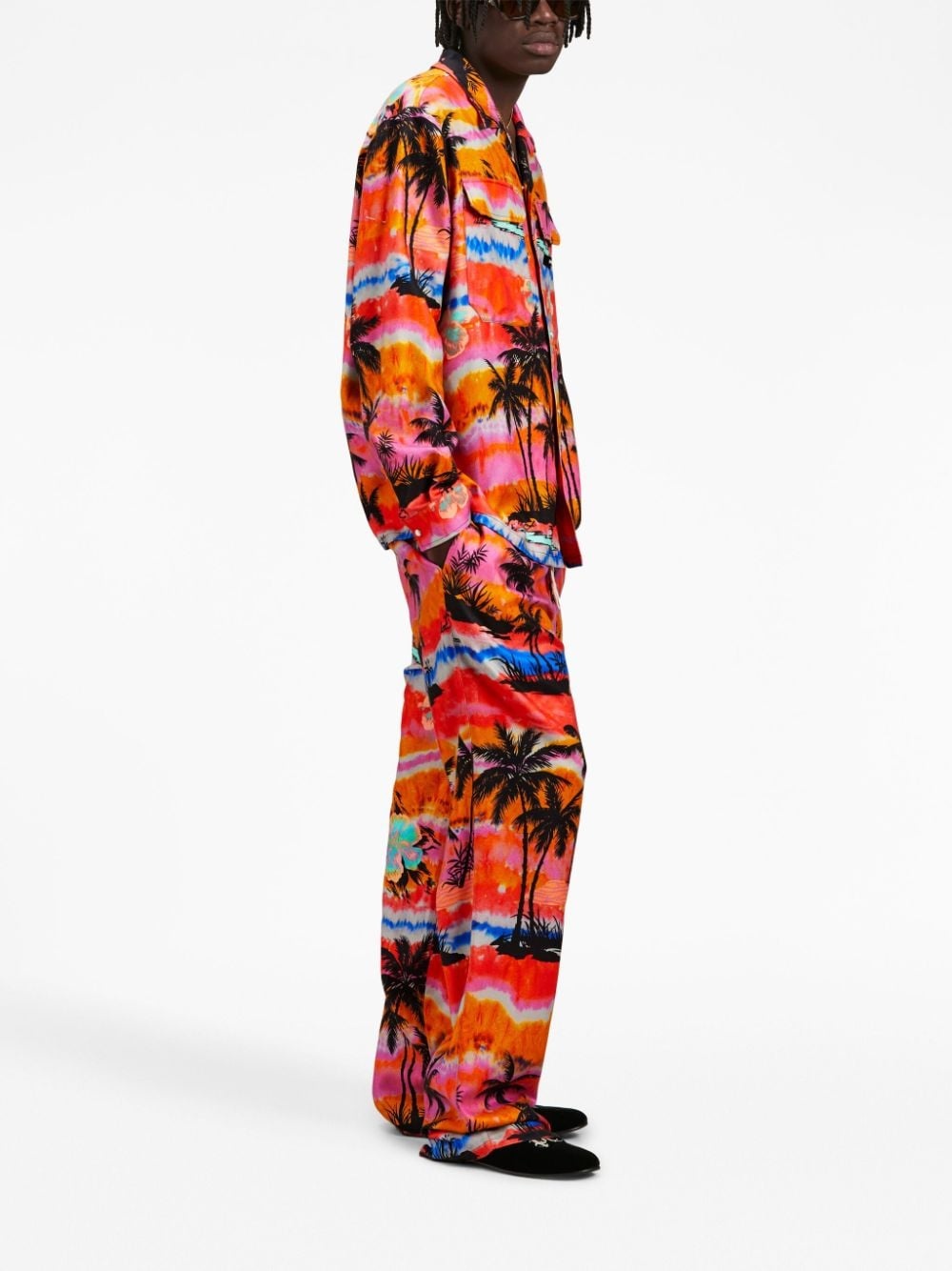 psychedelic-palms wide-leg trousers - 2