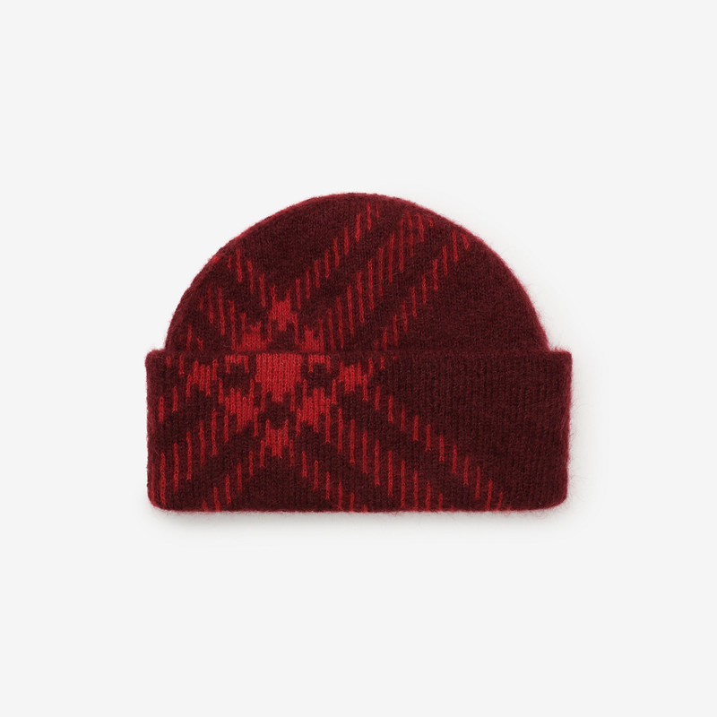 Check Mohair Wool Blend Beanie 1