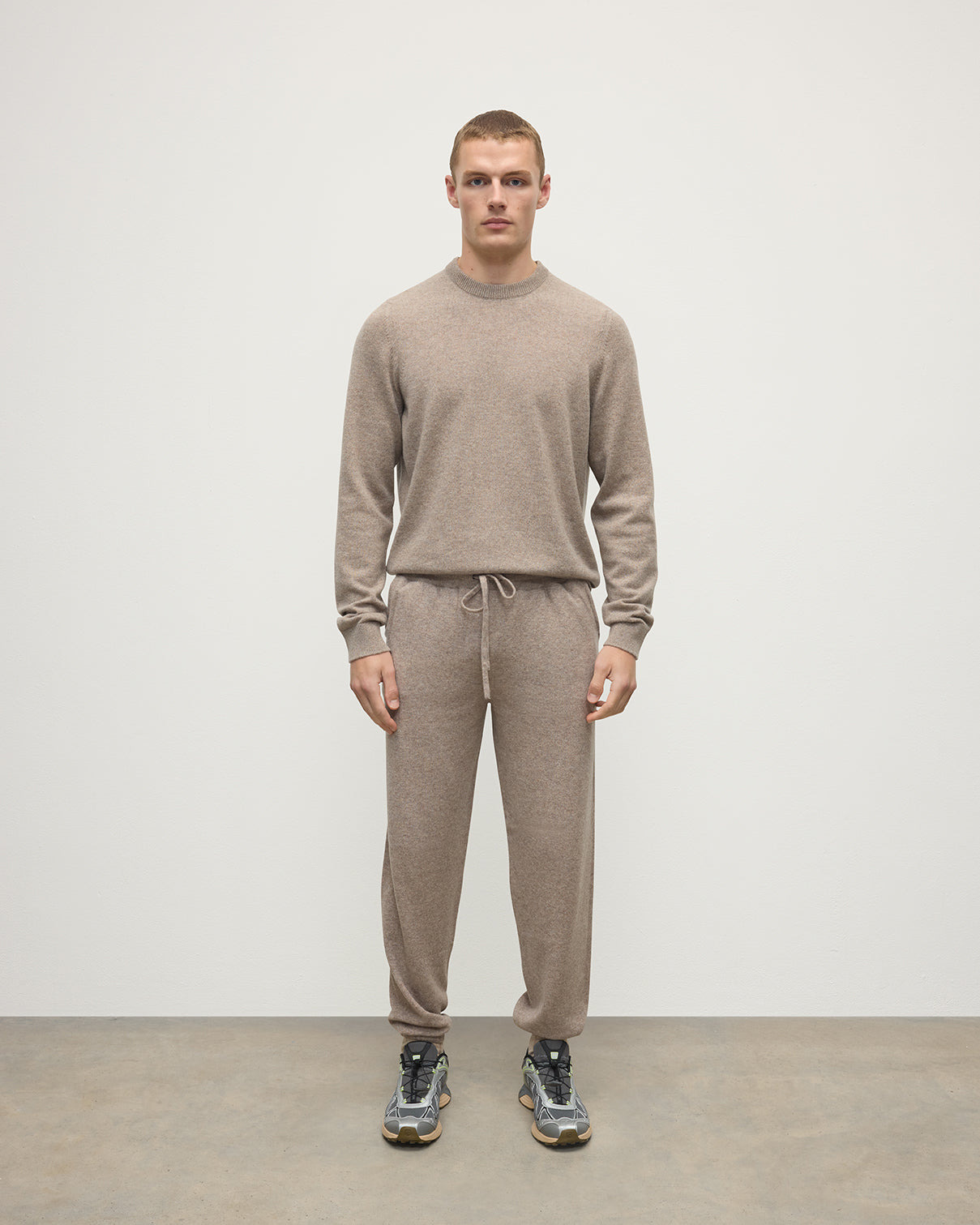 Tapered Cashmere Brown Joggers - 2