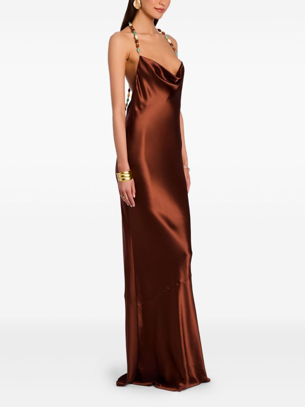 Finley cowl-neck beaded-strap maxi dress - 3