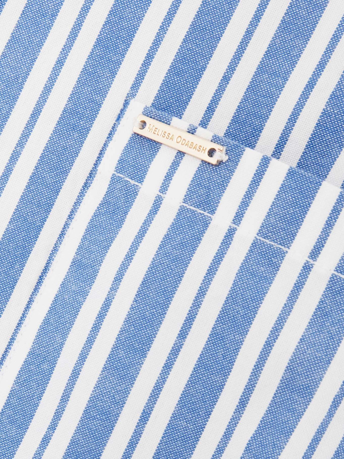 Sara tie-detailed striped cotton mini shirt dress Blue - 4