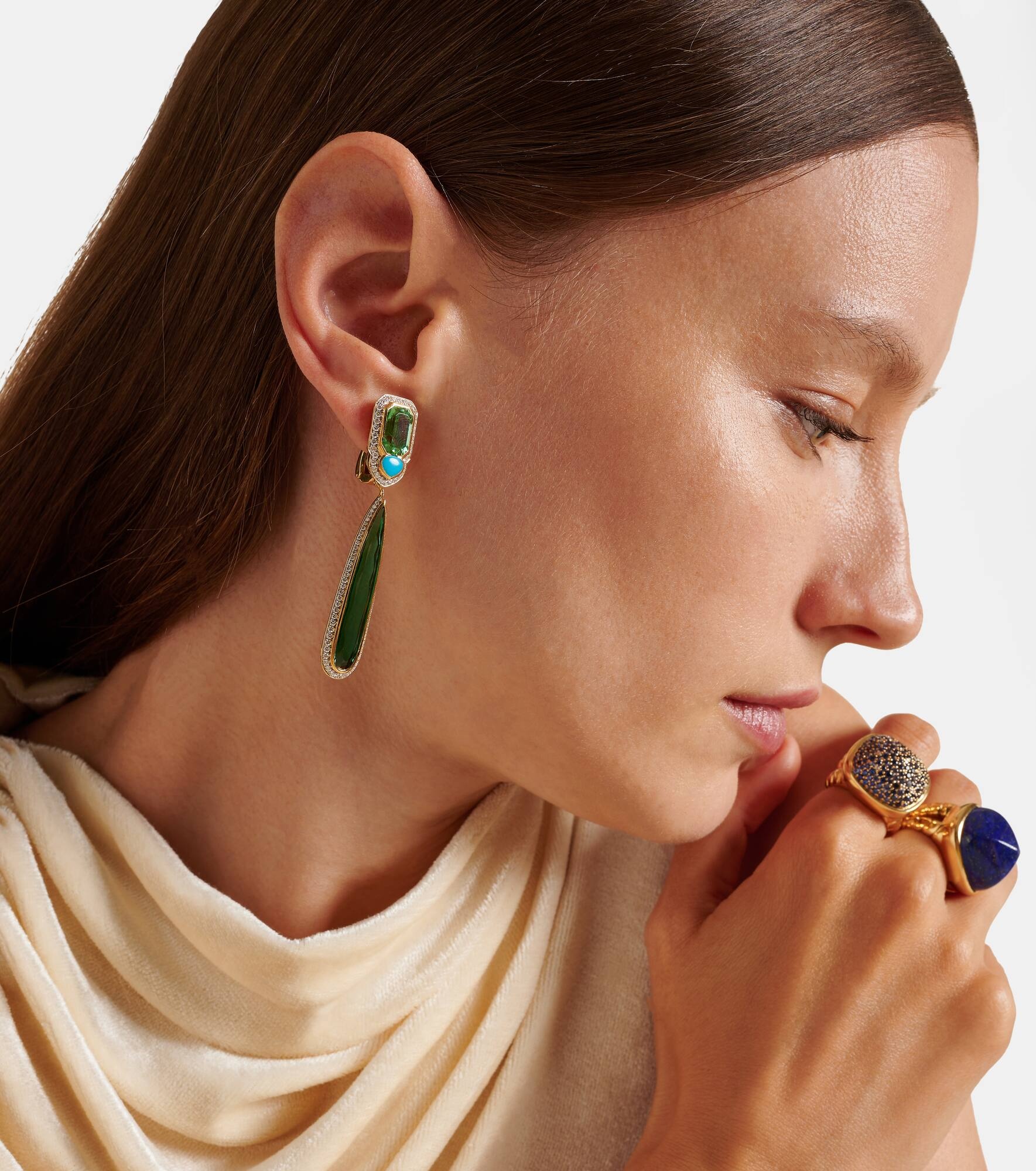Quarta 18kt gold earrings with diamonds and gemstones - 2