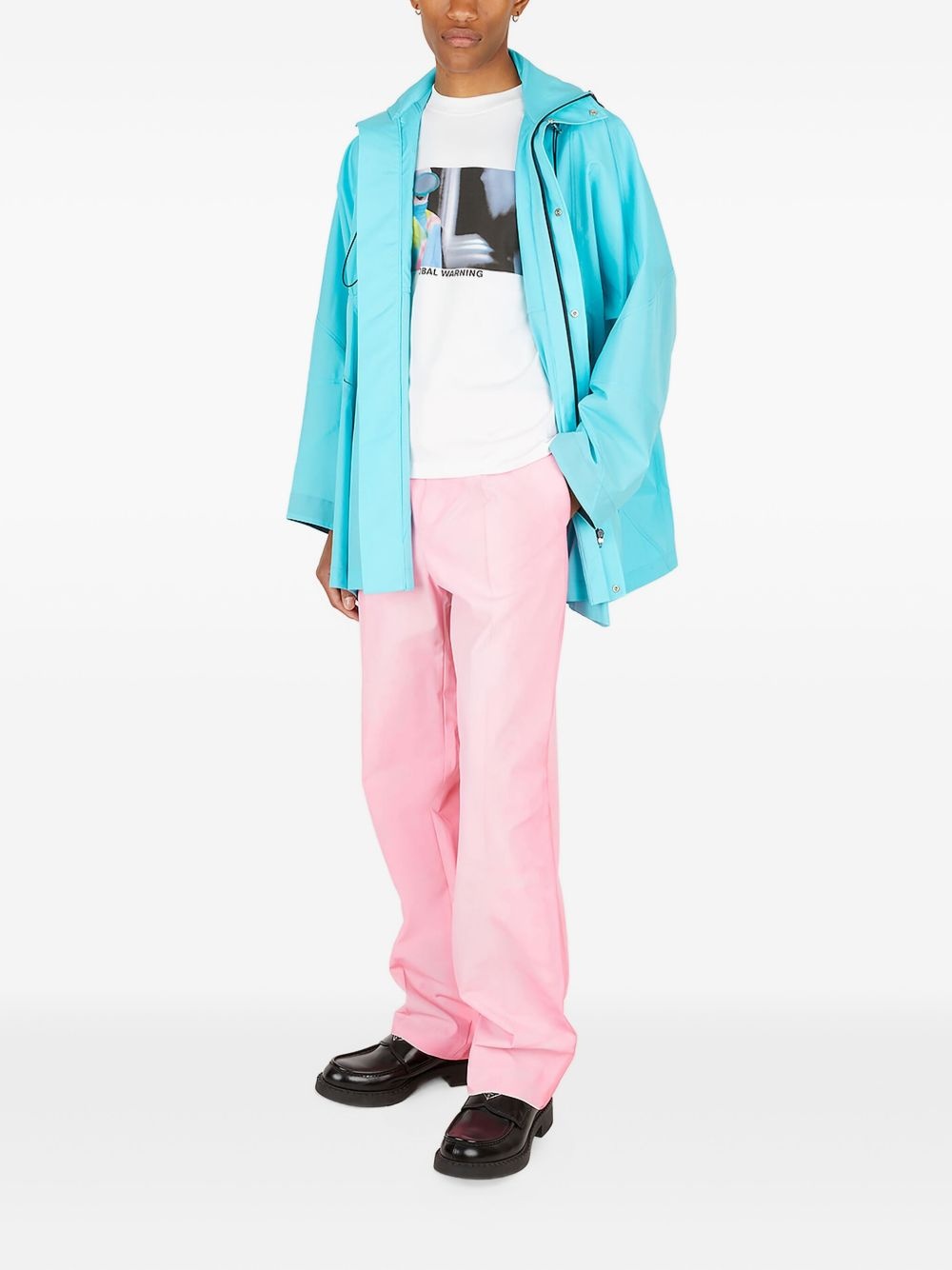 hooded panelled raincoat - 3