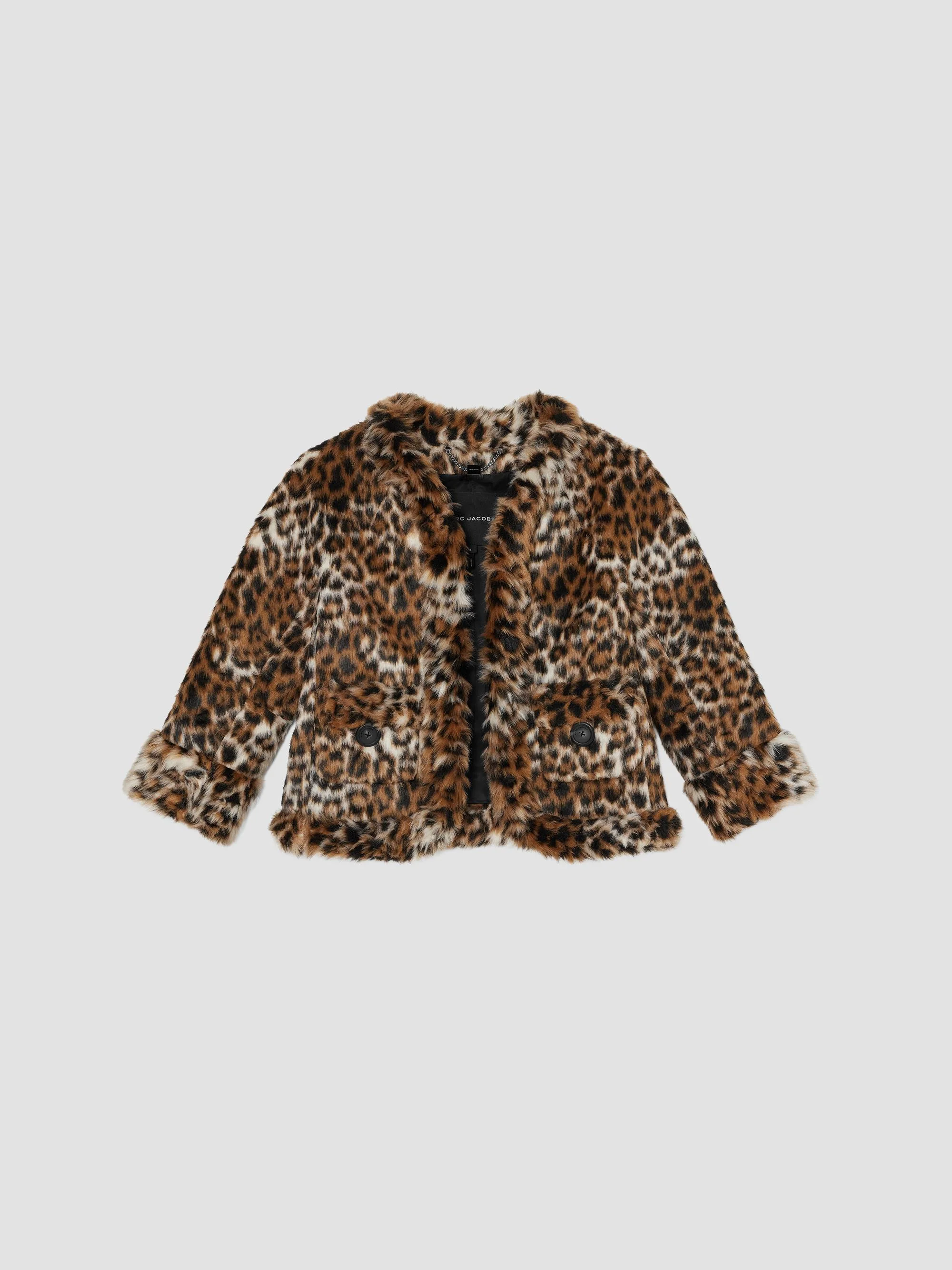Women's Faux Fur Leopard Print Jacket - Brown Multi - 1