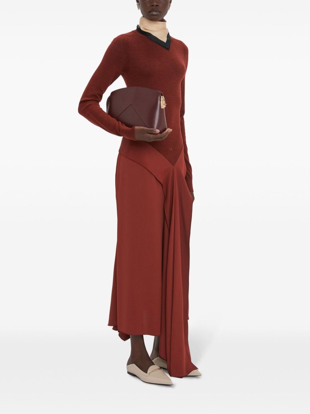 draped-detail high-neck maxi dress - 3