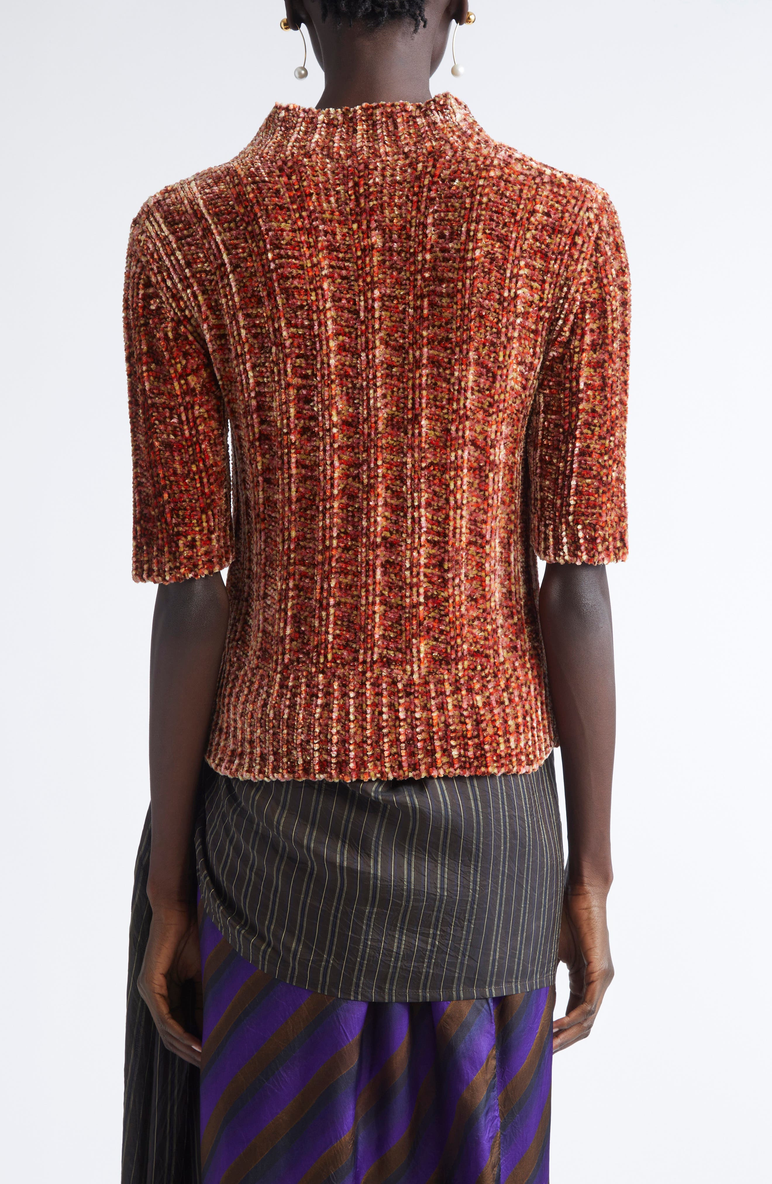 Dries Van Noten Terri Mock Neck Sweater in Peach at Nordstrom - 3