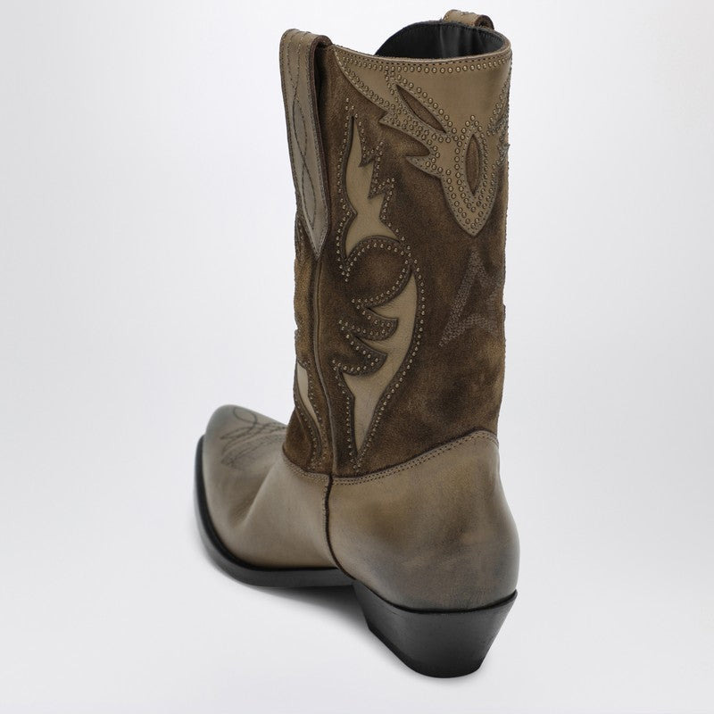 Golden Goose Wish Star Boots In Khaki Leather And Suede Women - 2