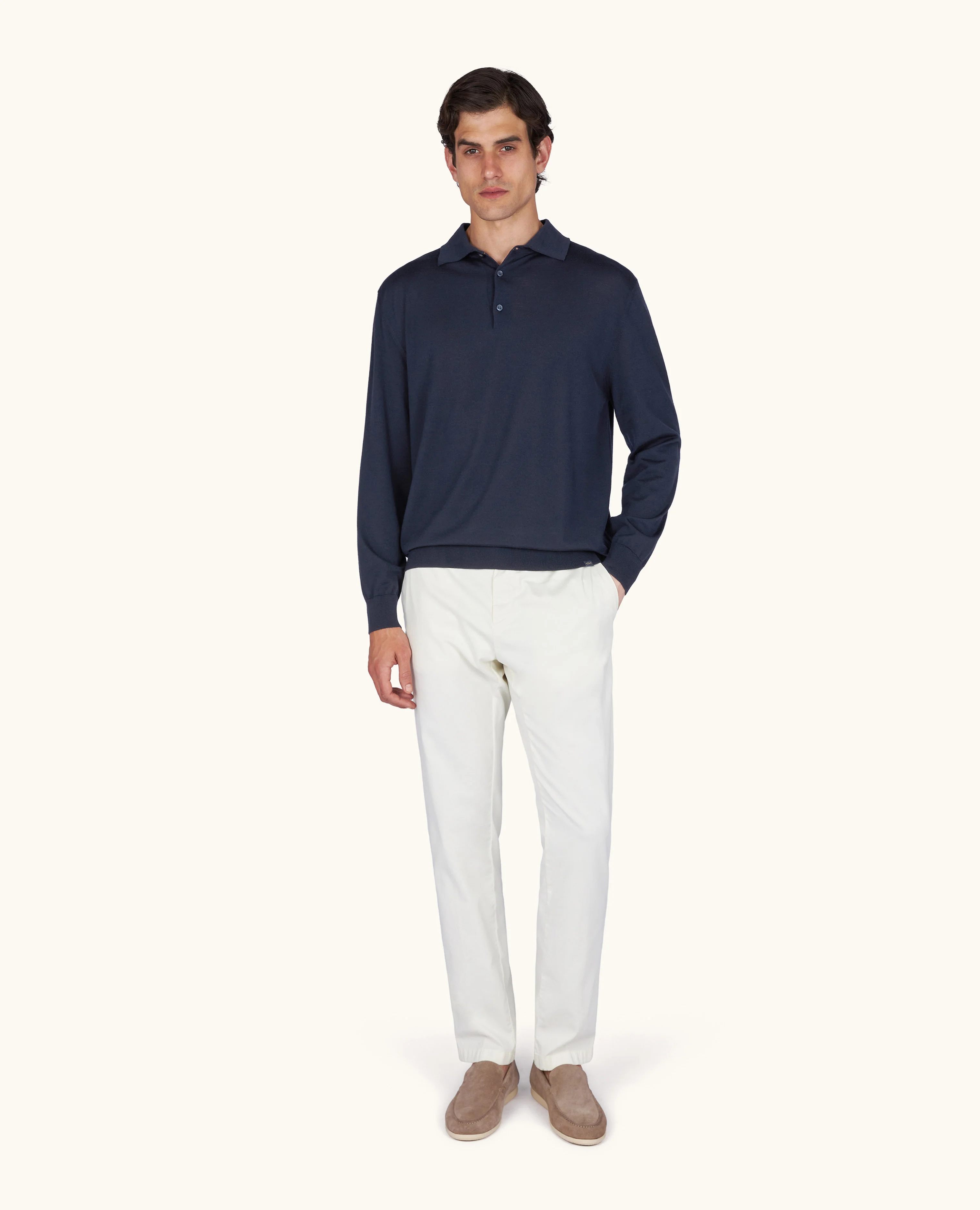 POLO SHIRT IN 140'S SUPERFINE MERINO WOOL - 1
