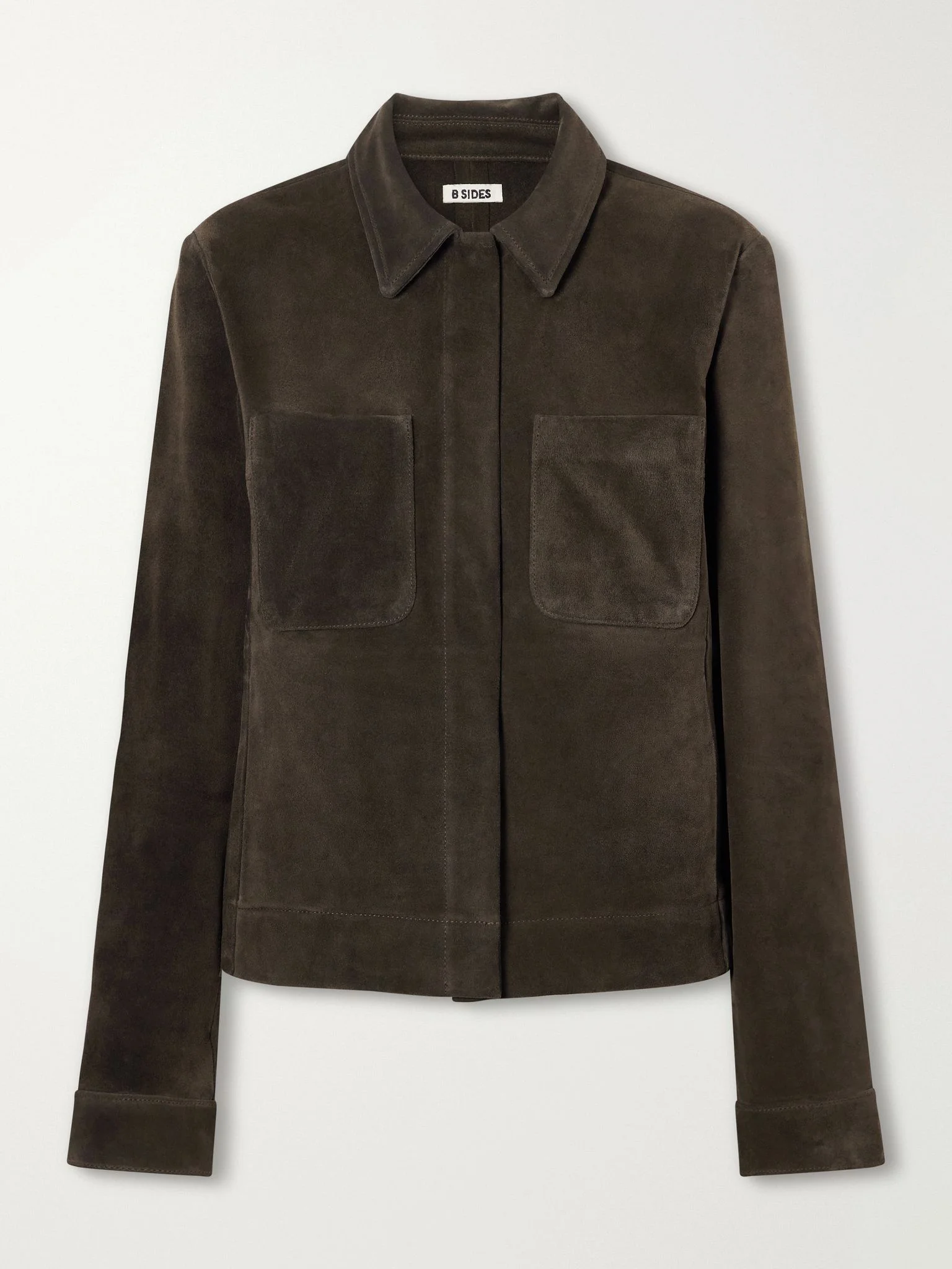 Myrr Snap cropped suede jacket Chocolate - 1