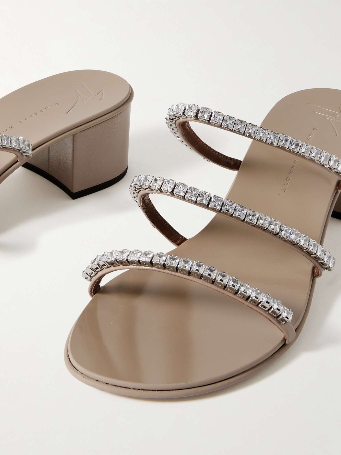 Roll crystal-embellished leather sandals - 4