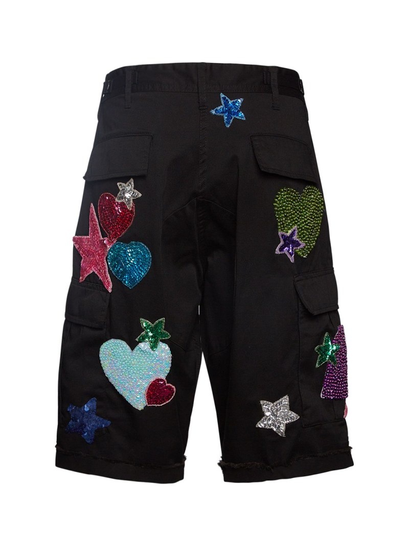 Embroidered gabardine cargo shorts - 4