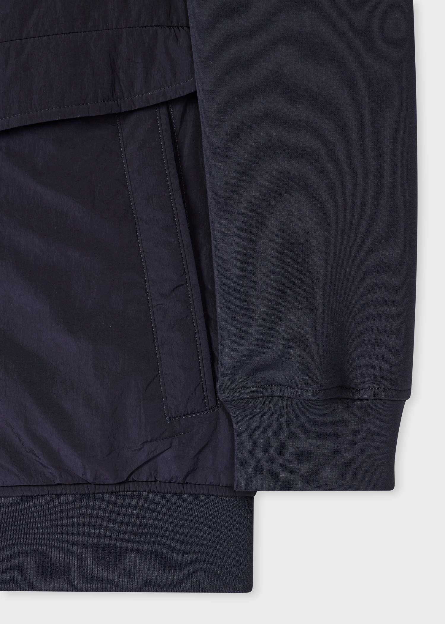 Navy Recycled-Nylon Mixed Media Short Jacket - 3