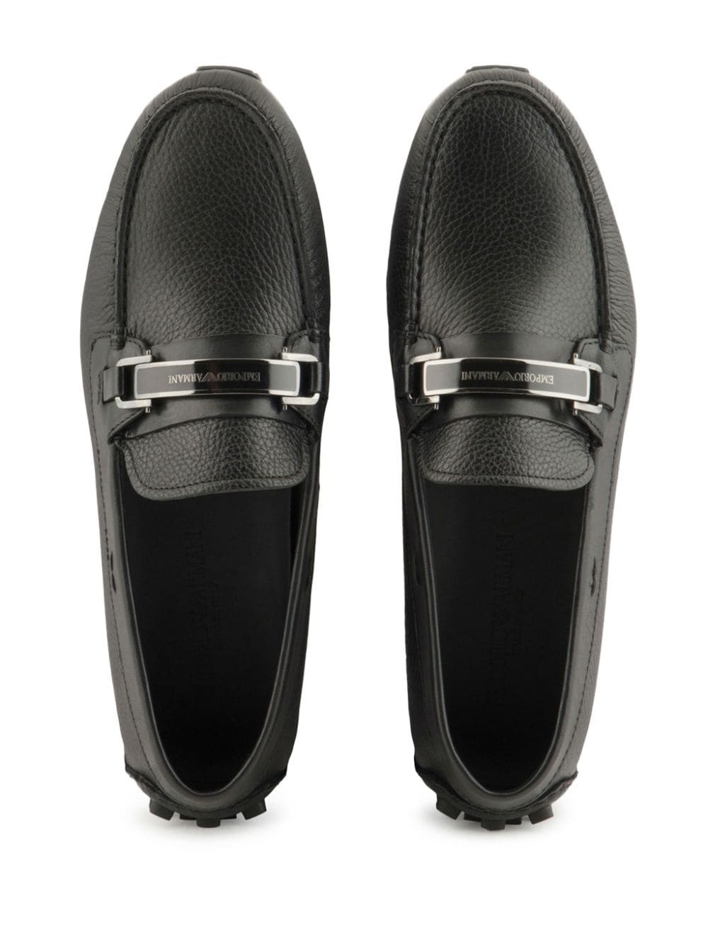 logo-plaque leather driving shoes - 4