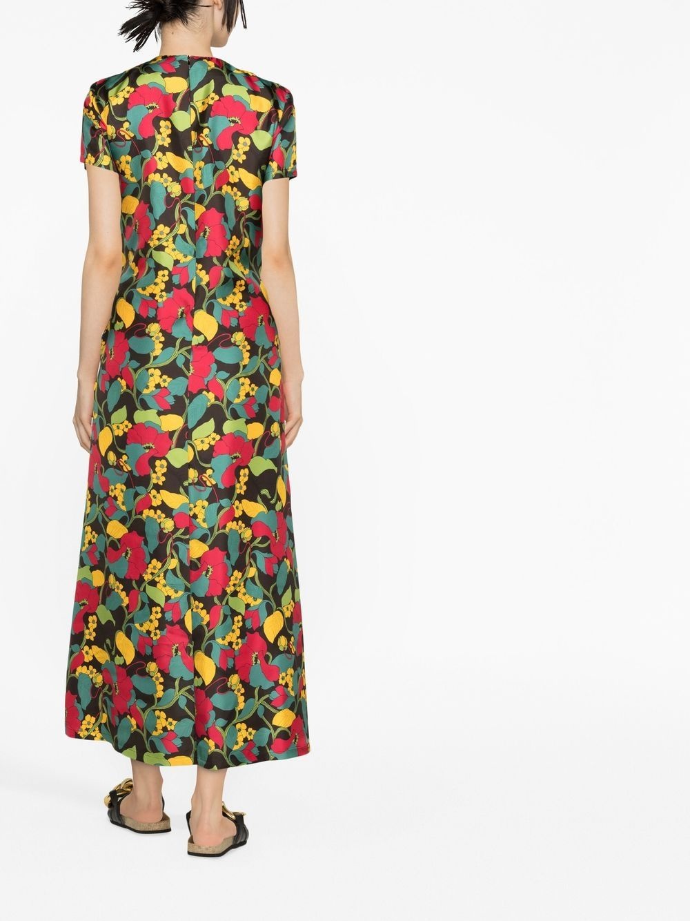 Swing floral-print silk midi dress - 3