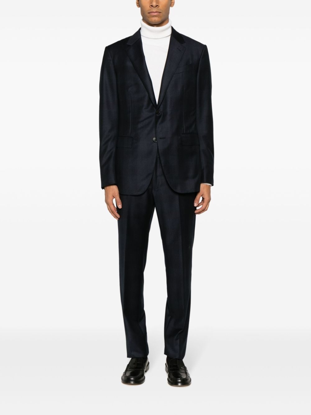 single-breasted checked wool suit - 2