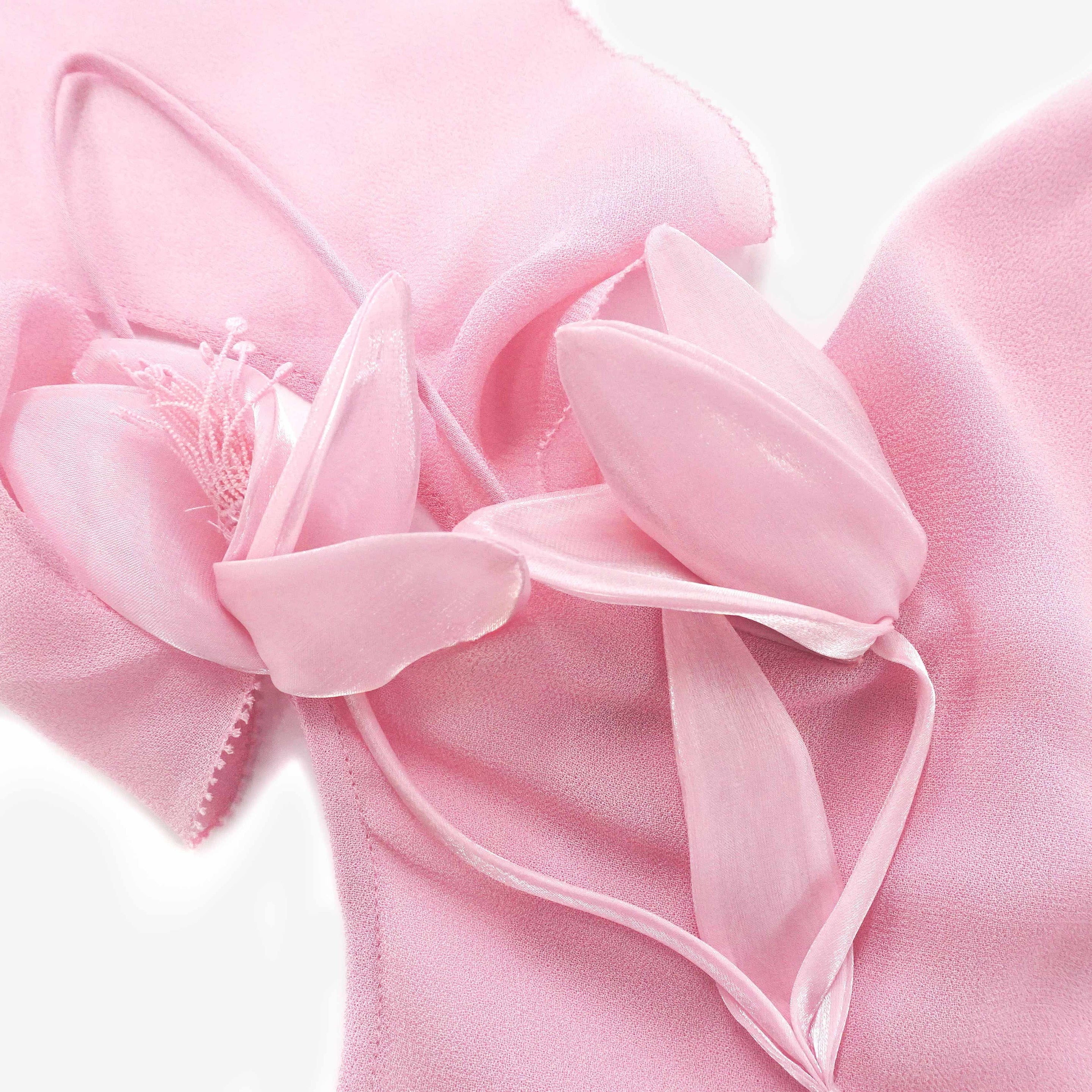 Pink Georgette Flower Maxi Dress - 5