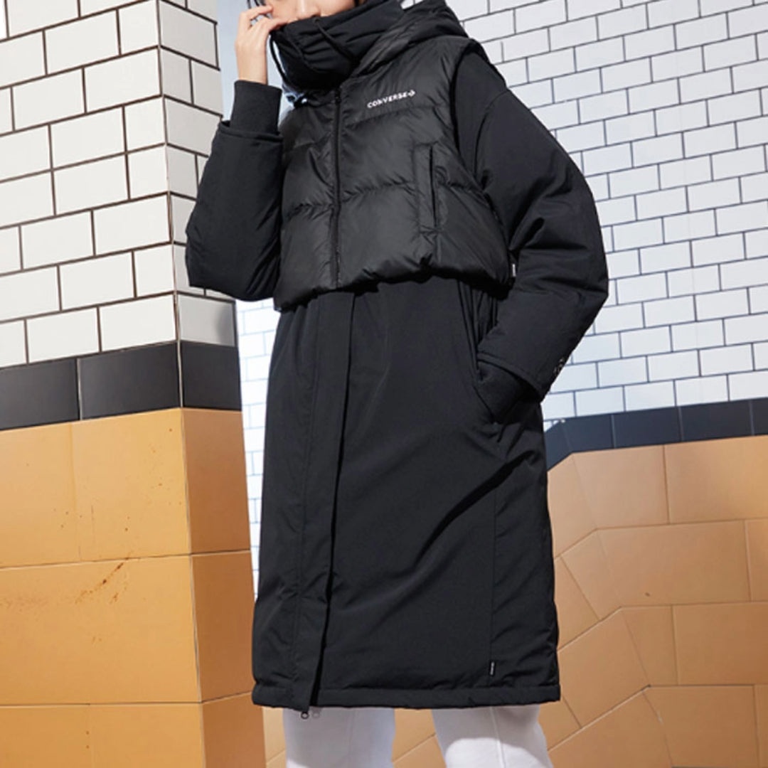 (WMNS) Converse Convertible Long Down Jacket 'Black' 10021982-A02 - 4