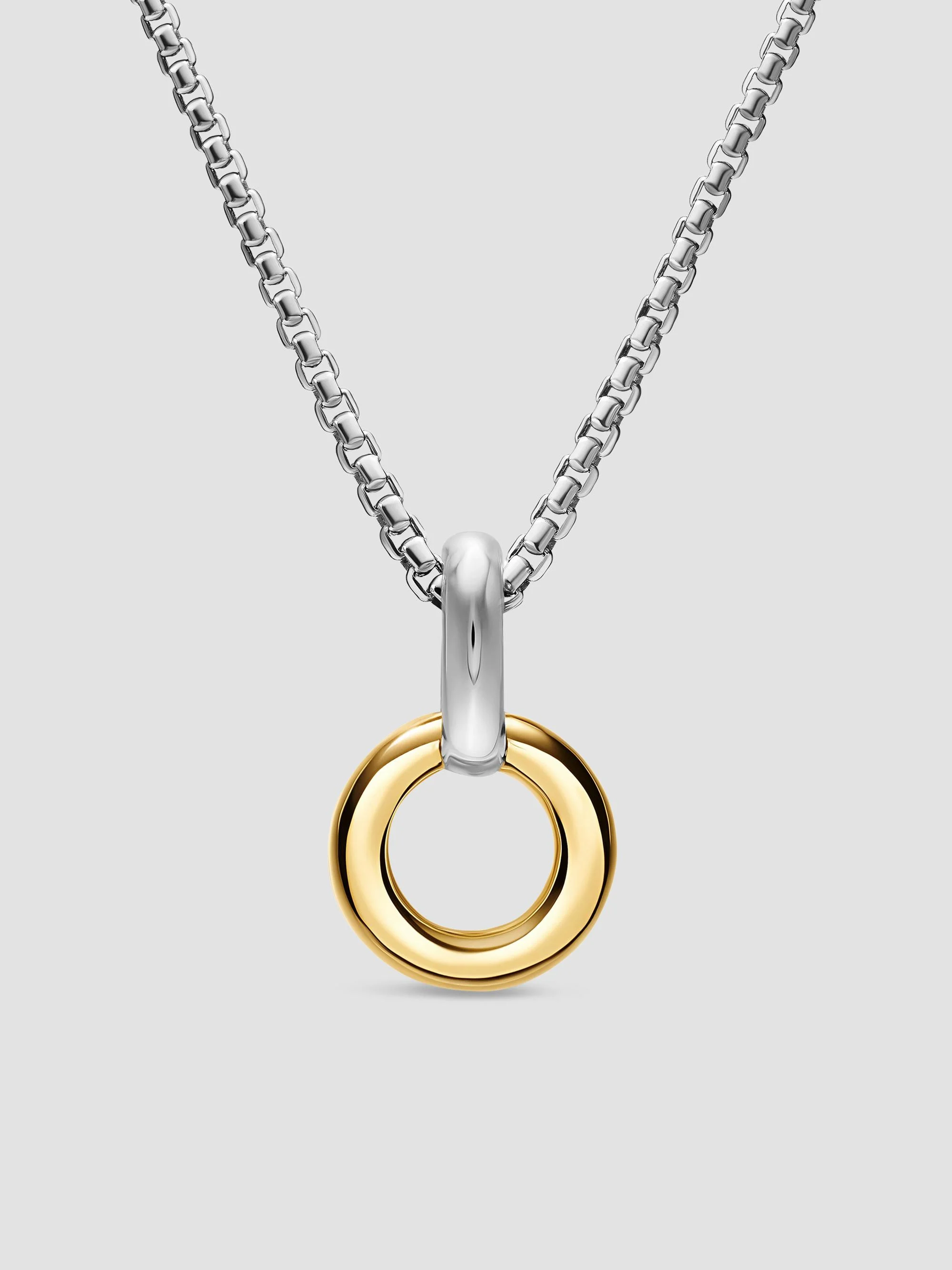 Women's Amulet Holder in Sterling Silver with 14K Yellow Gold, 20.3MM - Silver - 1