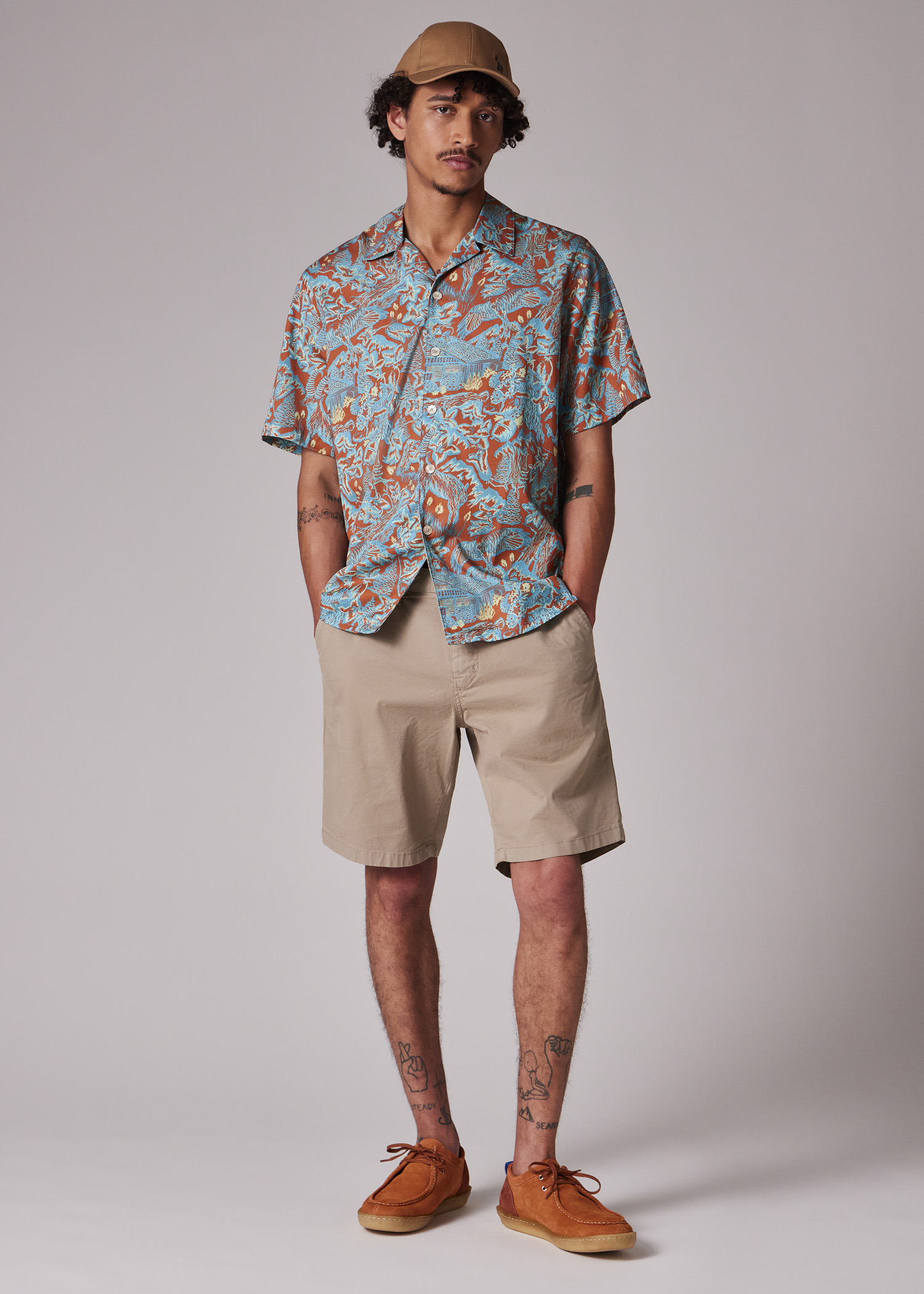 Casual-Fit Orange and Turquoise 'Chalet' Print Shirt - 6