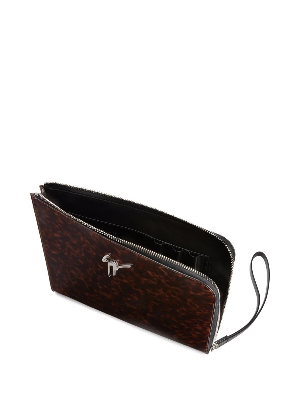 Fabian tortoiseshell-effect patent leather clutch - 4