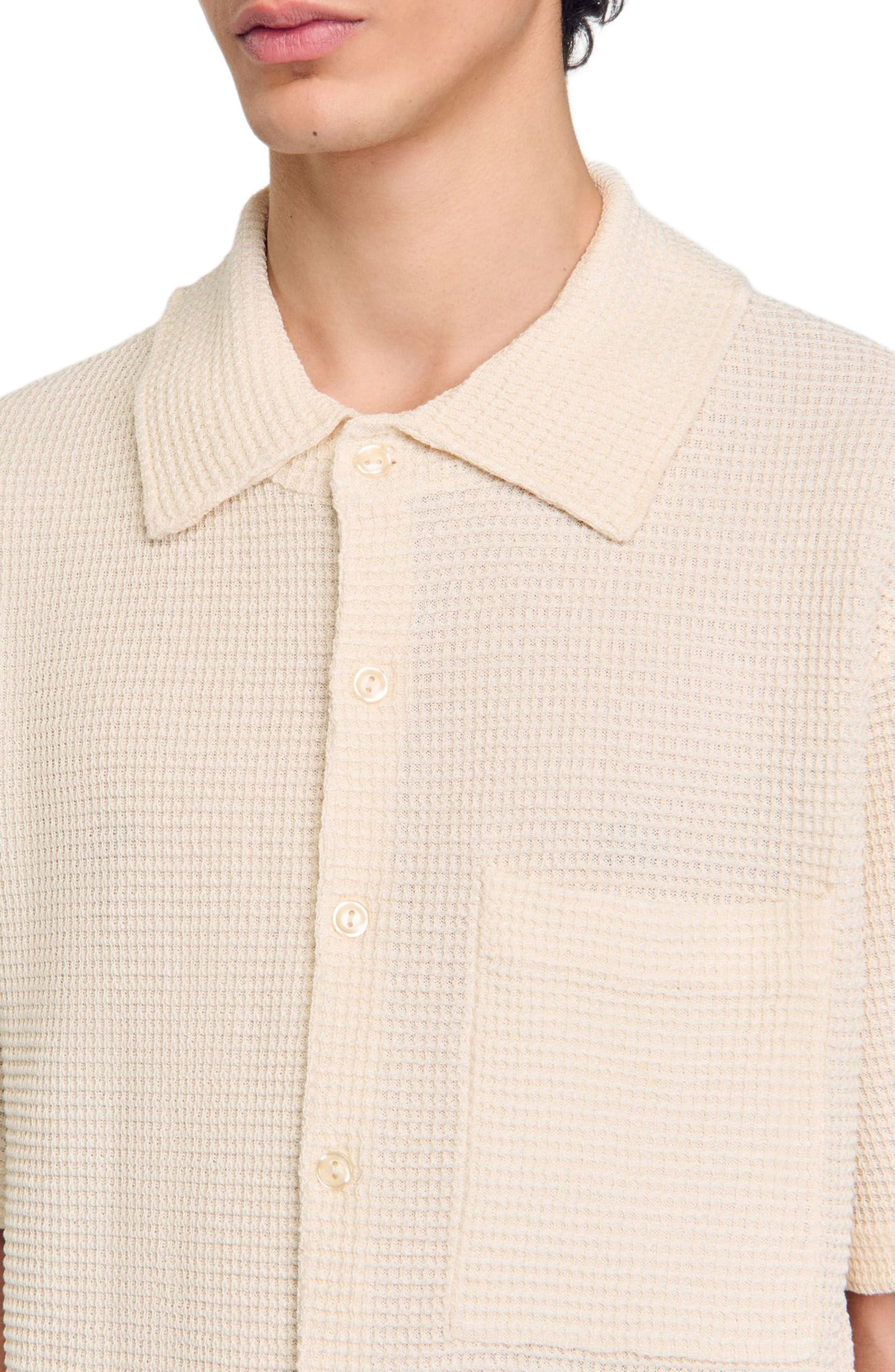 SANDRO Waffled shirt in Ivory. at Nordstrom - 4