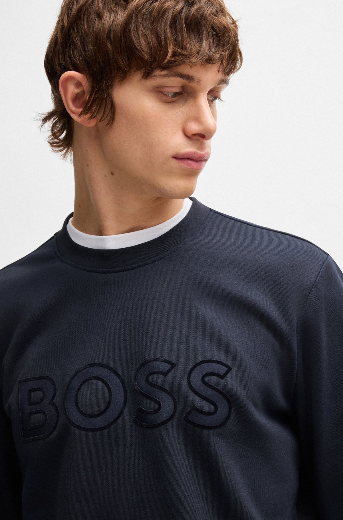 COTTON-TERRY SWEATSHIRT WITH FLOCK-PRINT LOGO - 3