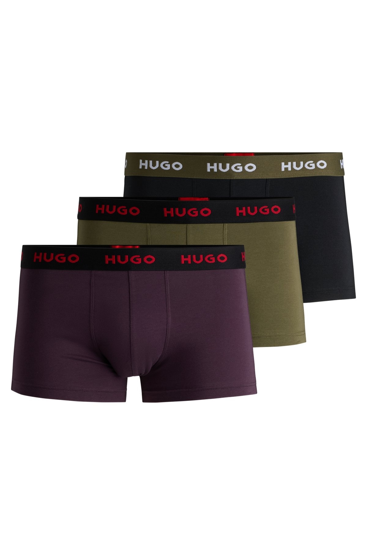 THREE-PACK OF STRETCH-COTTON TRUNKS WITH LOGO WAISTBANDS - 1