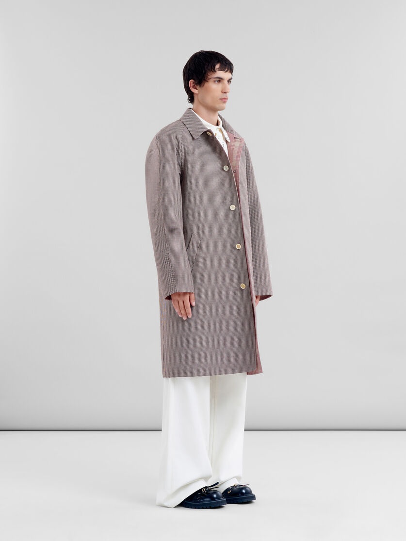 BURGUNDY CHECKED WOOL SINGLE-BREASTED COAT - 6