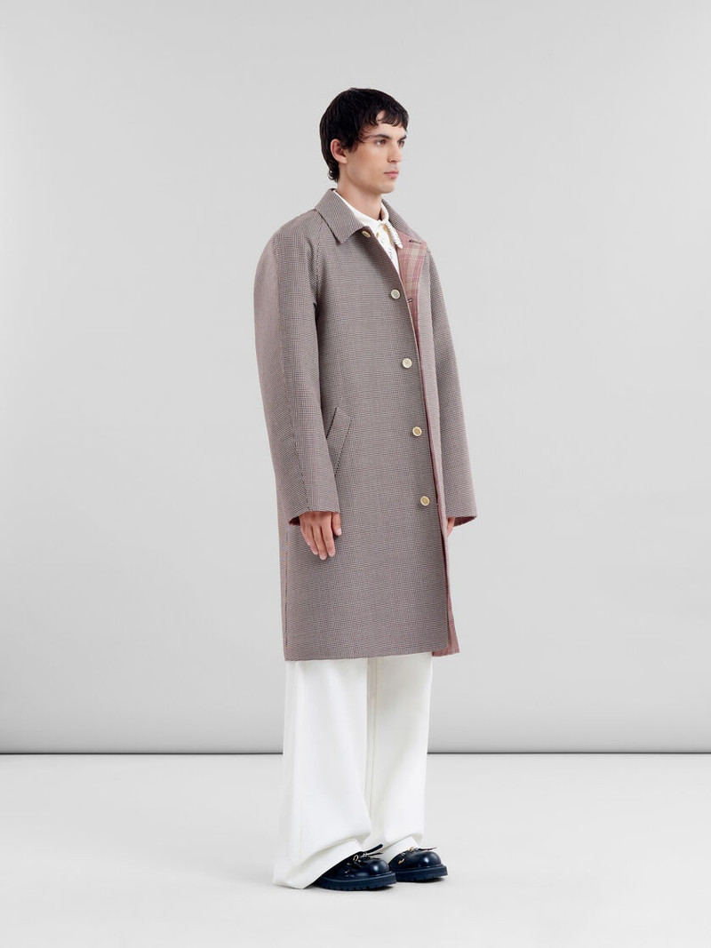 BURGUNDY CHECKED WOOL SINGLE-BREASTED COAT 6