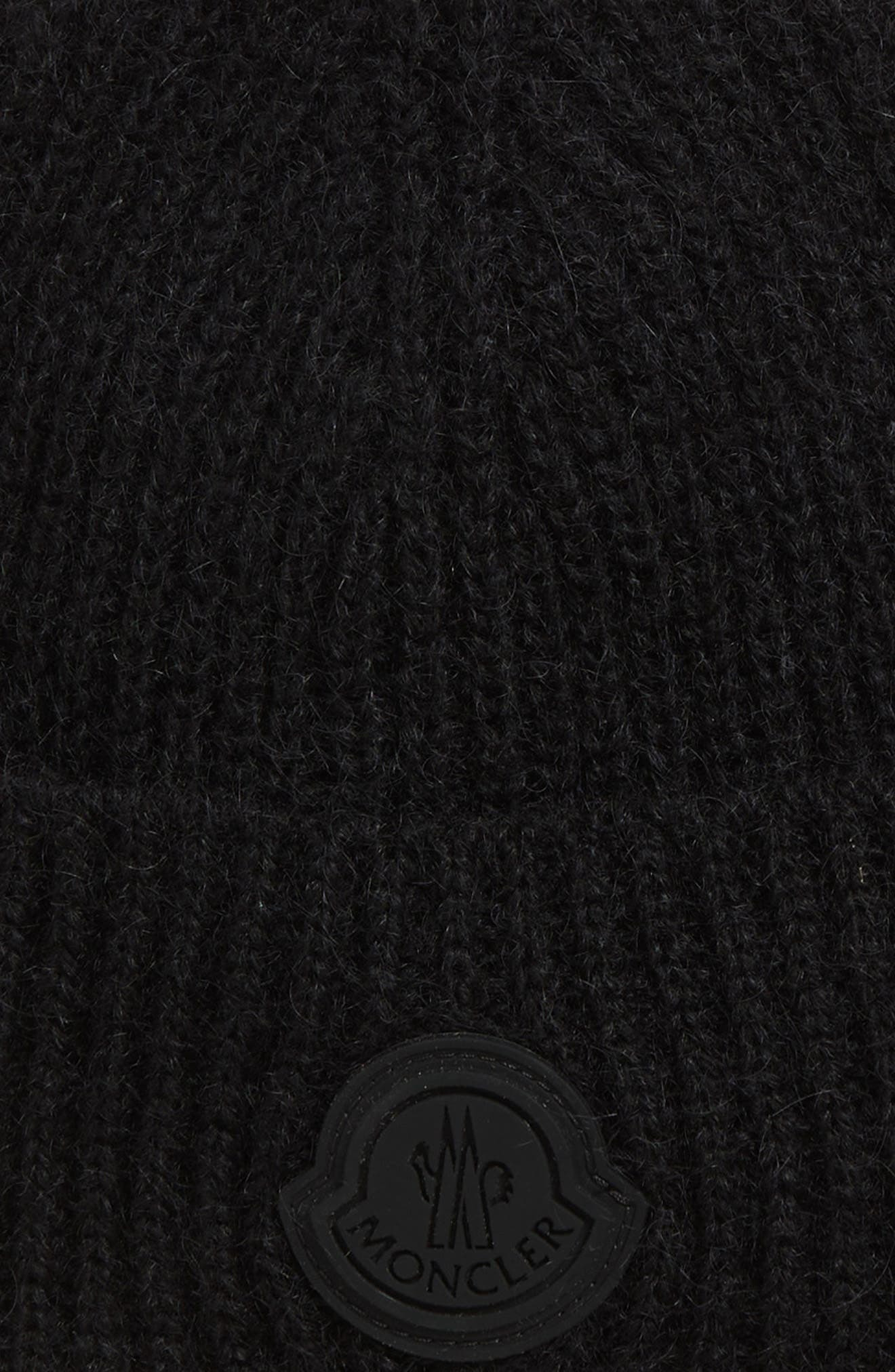 Moncler Logo Patch Wool & Mohair Blend Beanie in Black at Nordstrom - 2