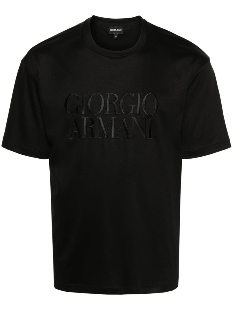 logo-embroidered cotton T-shirt 1