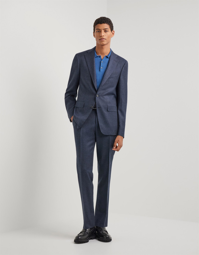 LIGHT BLUE DENIM-EFFECT WOOL REGULAR-FIT SUIT 130