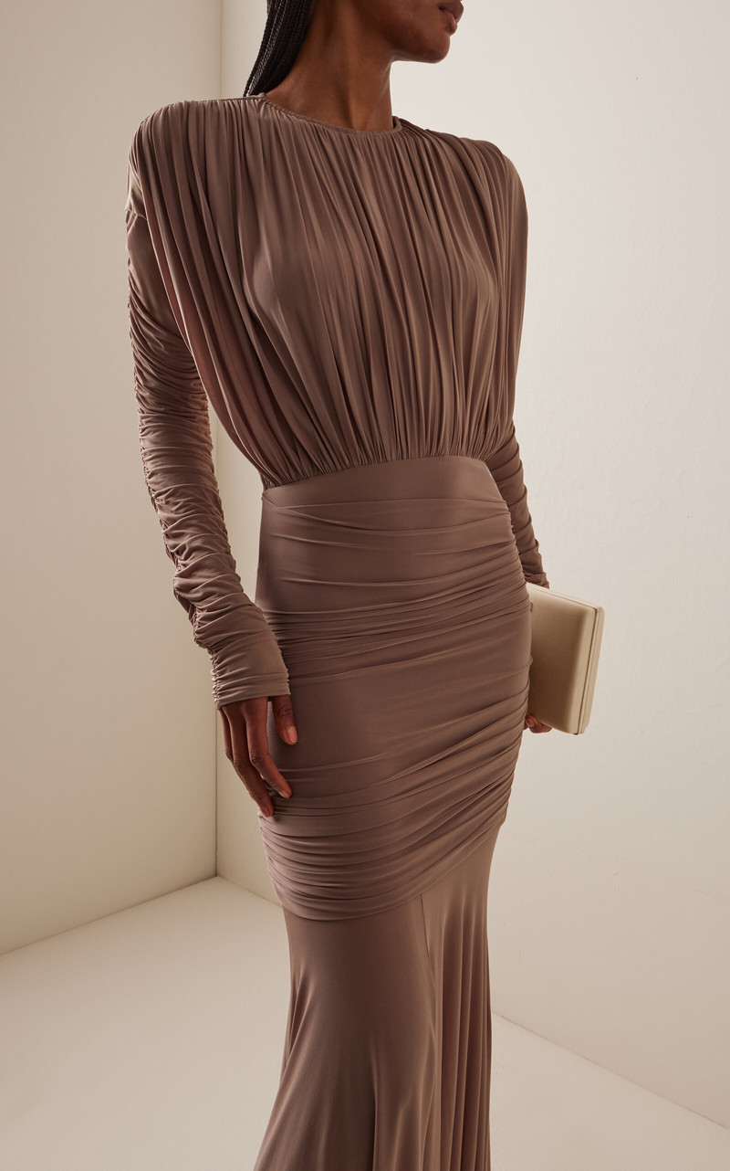 TOVE Sorrel Draped Knit Maxi Dress taupe outlook