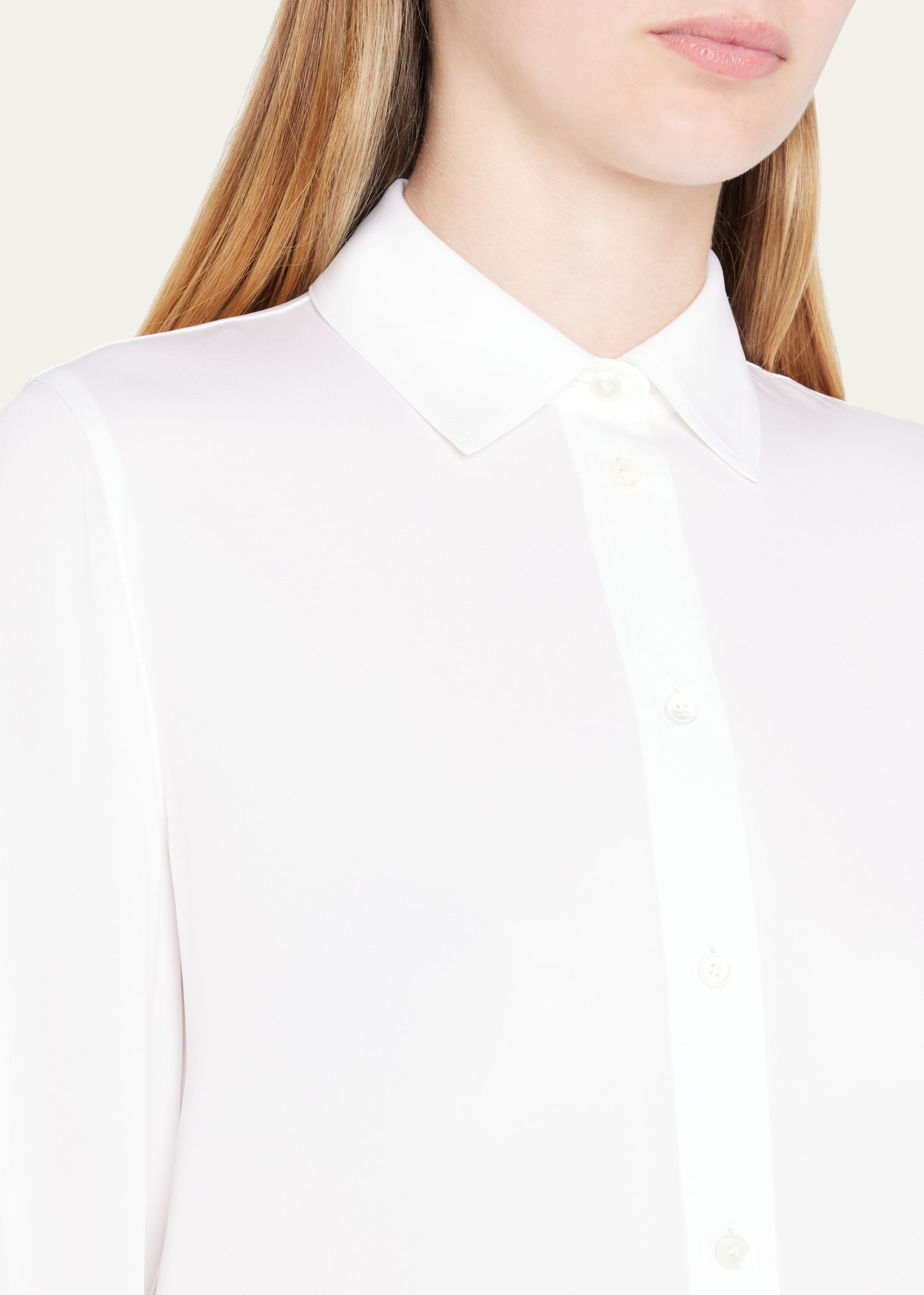Slim-Fit Long-Sleeve Stretch-Silk Blouse - 5