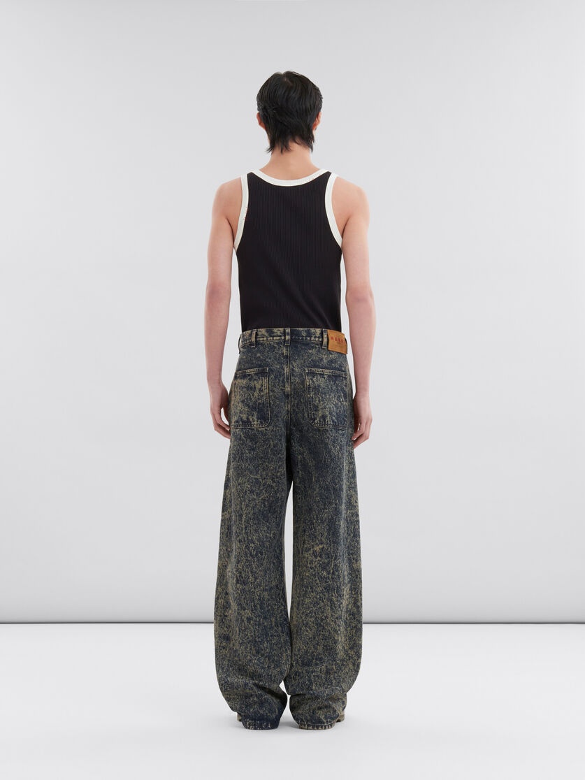 BLUE MARBLE DENIM STRAIGHT-LEG JEANS - 3