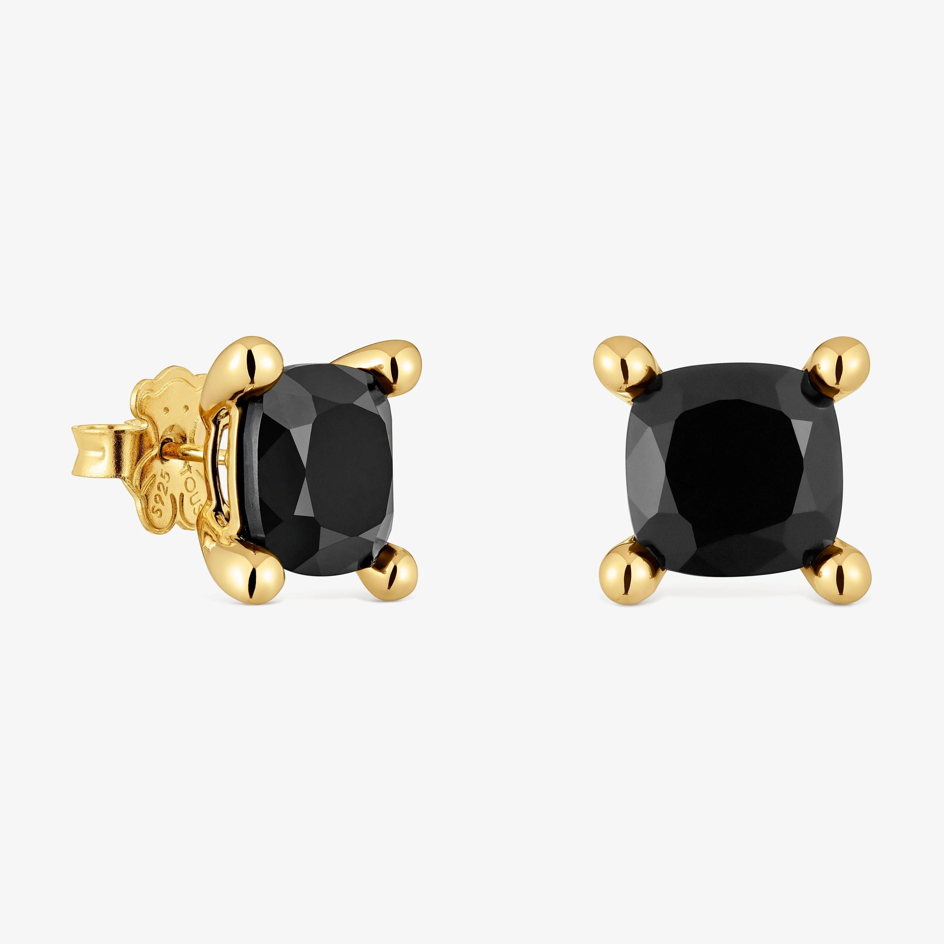 18K gold vermeil and onyx Earrings Color Black - 1